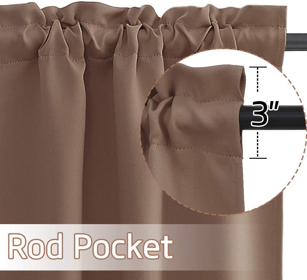 image:imageNICETOWN Blackout Window Treatment Pole Pocket Kitchen Tier Curtains Tailored Scalloped ValanceSwags for Living Room One Pair 36 Wide by 63inches Long Each Panel GreyCappuccino