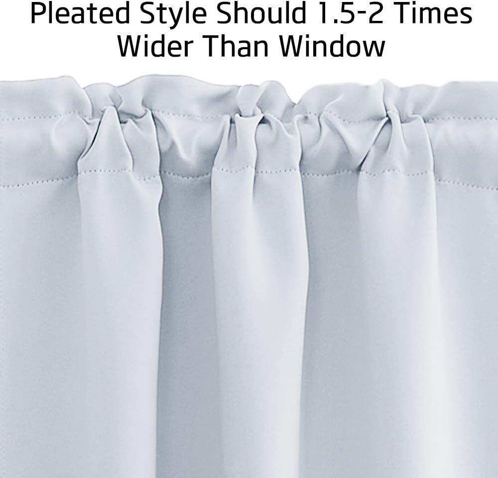 image:imageNICETOWN Blackout Window Treatment Pole Pocket Kitchen Tier Curtains Tailored Scalloped ValanceSwags for Living Room One Pair 36 Wide by 63inches Long Each Panel GreyGreyish White