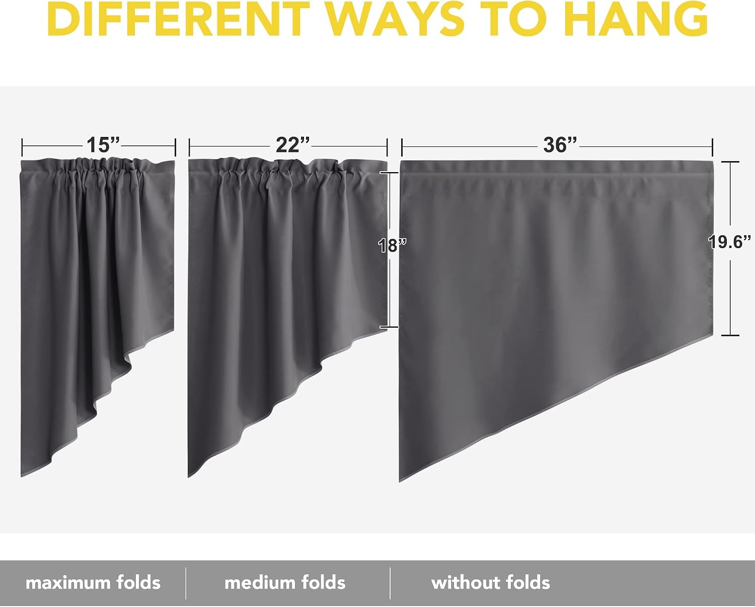 image:imageNICETOWN Blackout Window Treatment Pole Pocket Kitchen Tier Curtains Tailored Scalloped ValanceSwags for Living Room One Pair 36 Wide by 63inches Long Each Panel GreyGrey