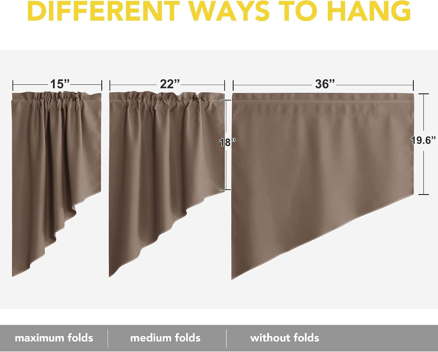 image:imageNICETOWN Blackout Window Treatment Pole Pocket Kitchen Tier Curtains Tailored Scalloped ValanceSwags for Living Room One Pair 36 Wide by 63inches Long Each Panel GreyCappuccino