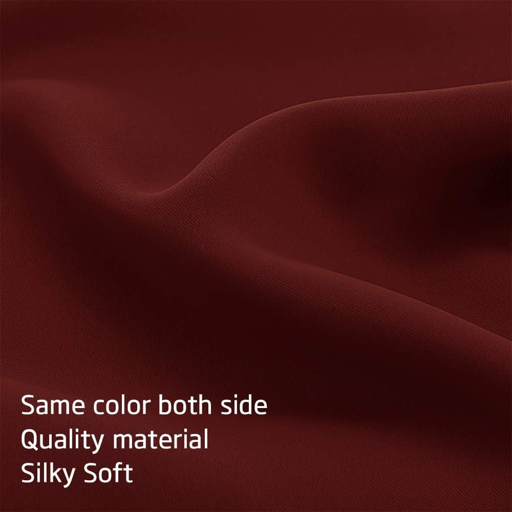 image:imageNICETOWN Blackout Window Treatment Pole Pocket Kitchen Tier Curtains Tailored Scalloped ValanceSwags for Living Room One Pair 36 Wide by 63inches Long Each Panel GreyBurgundy Red