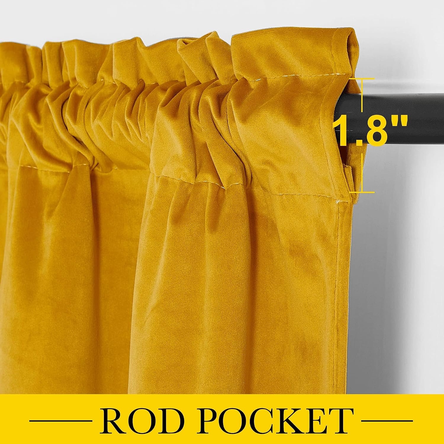 image:imageNICETOWN Blackout Window Treatment Pole Pocket Kitchen Tier Curtains Tailored Scalloped ValanceSwags for Living Room One Pair 36 Wide by 63inches Long Each Panel GreyVelvet Gold