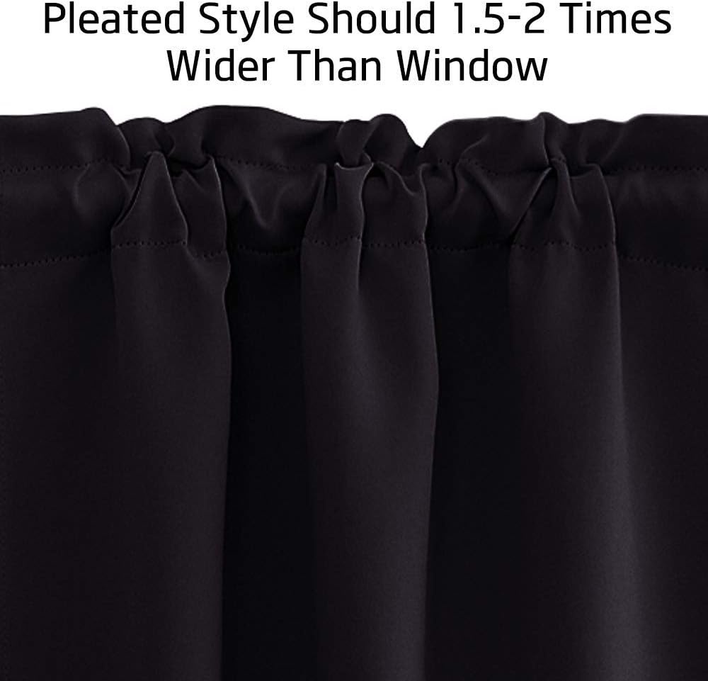 image:imageNICETOWN Blackout Window Treatment Pole Pocket Kitchen Tier Curtains Tailored Scalloped ValanceSwags for Living Room One Pair 36 Wide by 63inches Long Each Panel GreyBlack