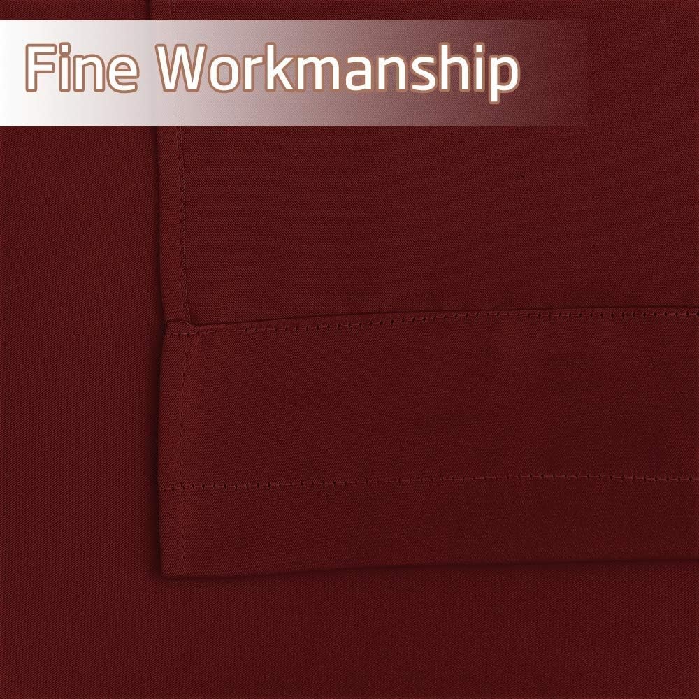 image:imageNICETOWN Blackout Window Treatment Pole Pocket Kitchen Tier Curtains Tailored Scalloped ValanceSwags for Living Room One Pair 36 Wide by 63inches Long Each Panel GreyBurgundy Red