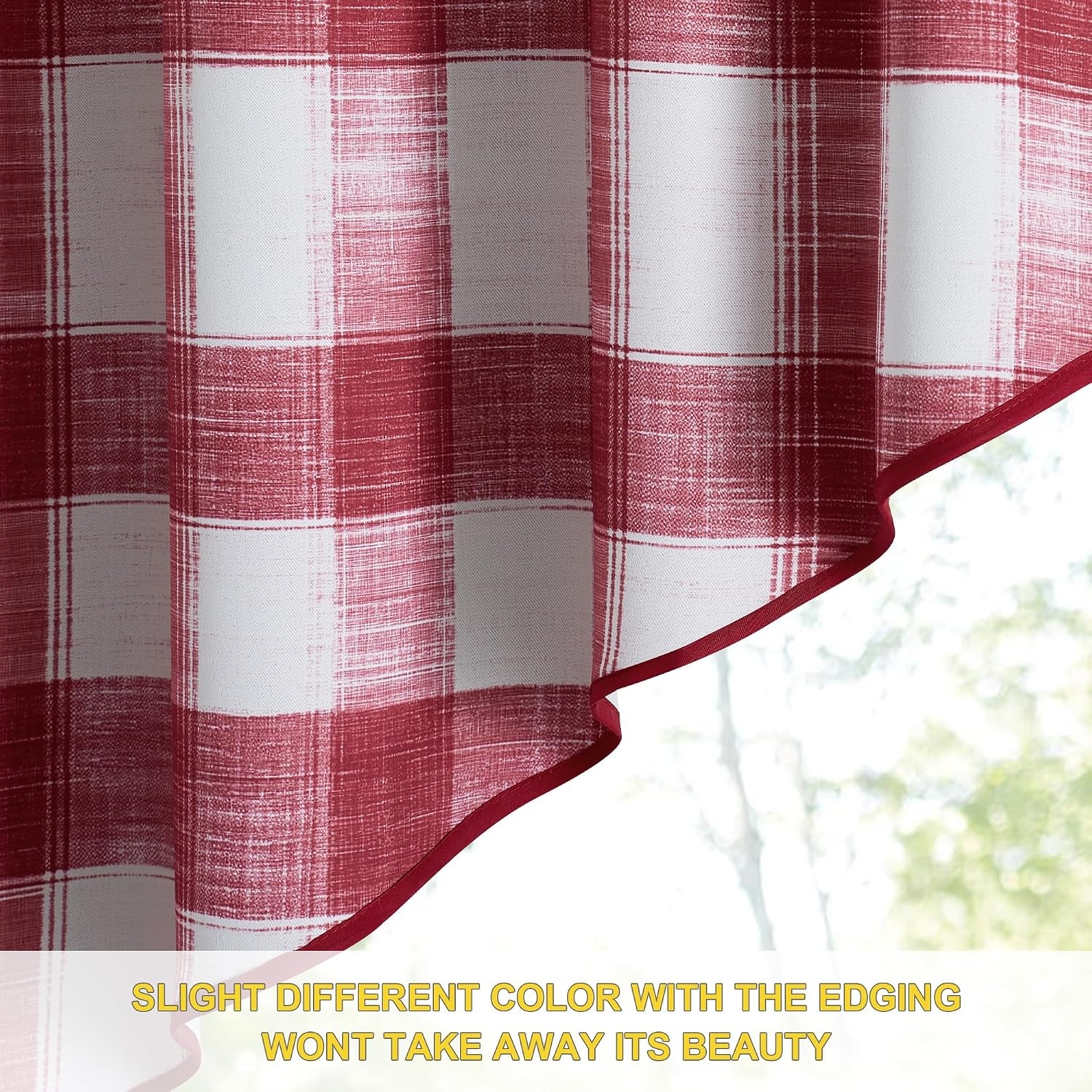 image:imageNICETOWN Blackout Window Treatment Pole Pocket Kitchen Tier Curtains Tailored Scalloped ValanceSwags for Living Room One Pair 36 Wide by 63inches Long Each Panel GreyRed White