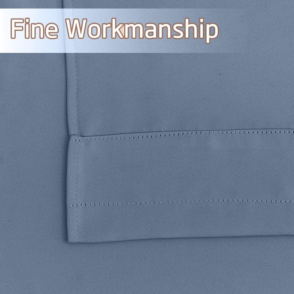 image:imageNICETOWN Blackout Window Treatment Pole Pocket Kitchen Tier Curtains Tailored Scalloped ValanceSwags for Living Room One Pair 36 Wide by 63inches Long Each Panel GreyStone Blue