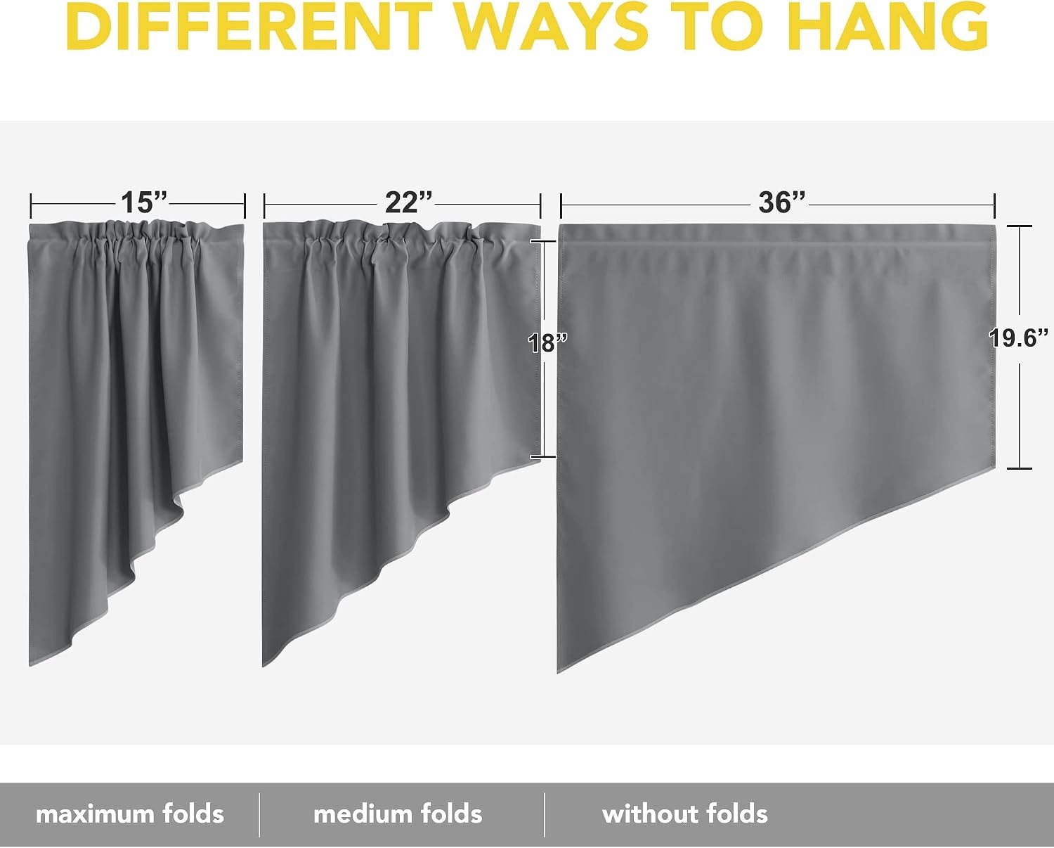 image:imageNICETOWN Blackout Window Treatment Pole Pocket Kitchen Tier Curtains Tailored Scalloped ValanceSwags for Living Room One Pair 36 Wide by 63inches Long Each Panel GreySilver Grey