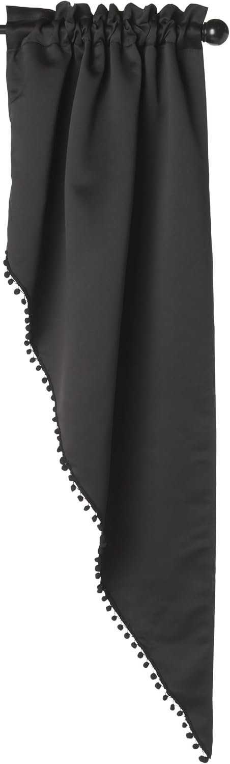 image:imageNICETOWN Blackout Window Treatment Pole Pocket Kitchen Tier Curtains Tailored Scalloped ValanceSwags for Living Room One Pair 36 Wide by 63inches Long Each Panel GreyPom Pomblack
