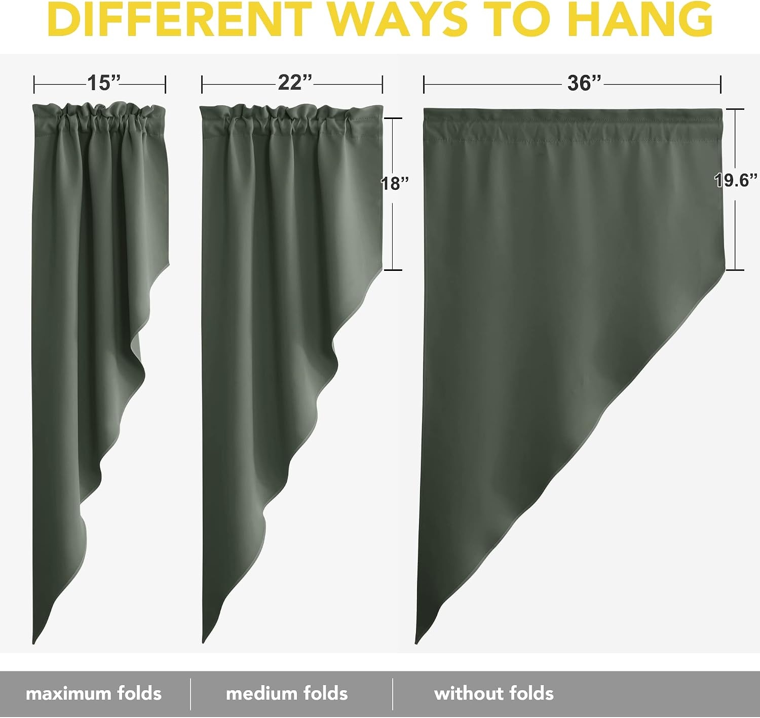 image:imageNICETOWN Blackout Window Treatment Pole Pocket Kitchen Tier Curtains Tailored Scalloped ValanceSwags for Living Room One Pair 36 Wide by 63inches Long Each Panel GreyDark Mallard