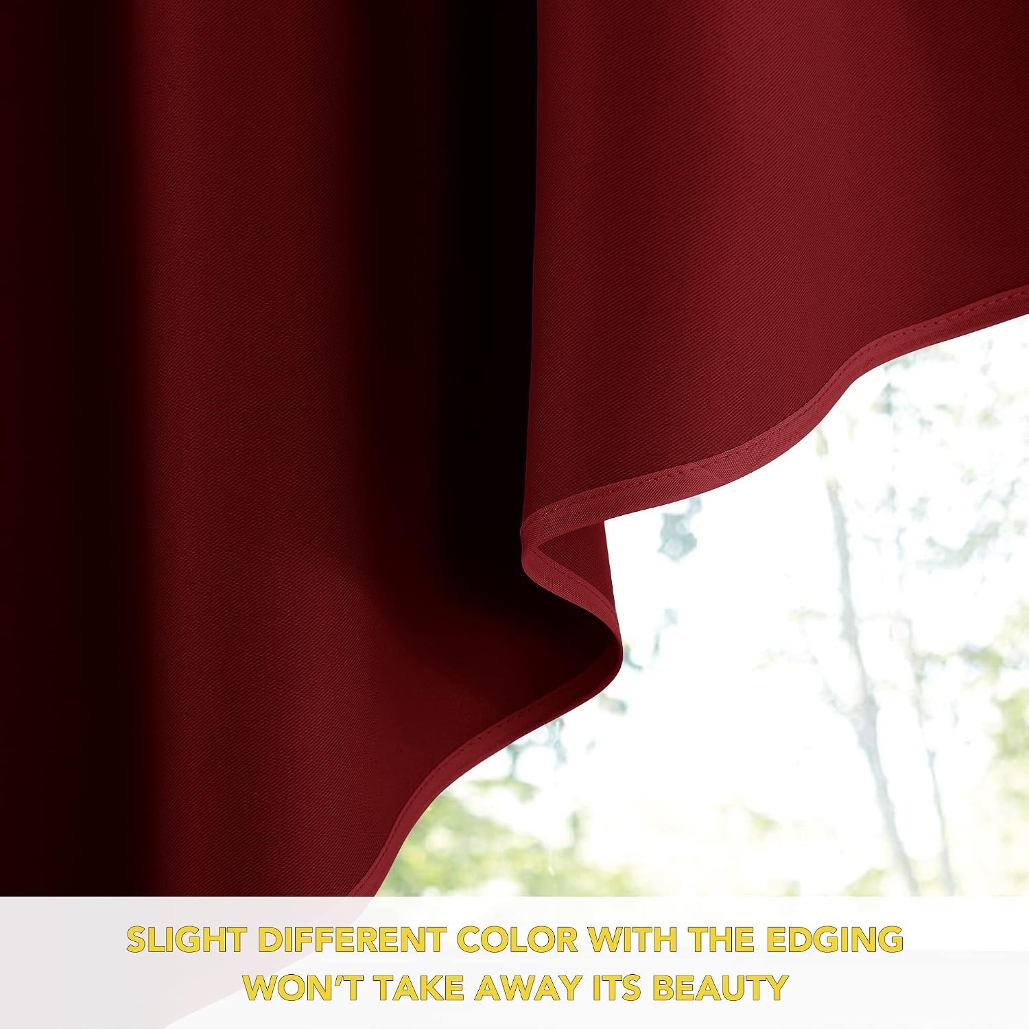 image:imageNICETOWN Blackout Window Treatment Pole Pocket Kitchen Tier Curtains Tailored Scalloped ValanceSwags for Living Room One Pair 36 Wide by 63inches Long Each Panel GreyBurgundy Red