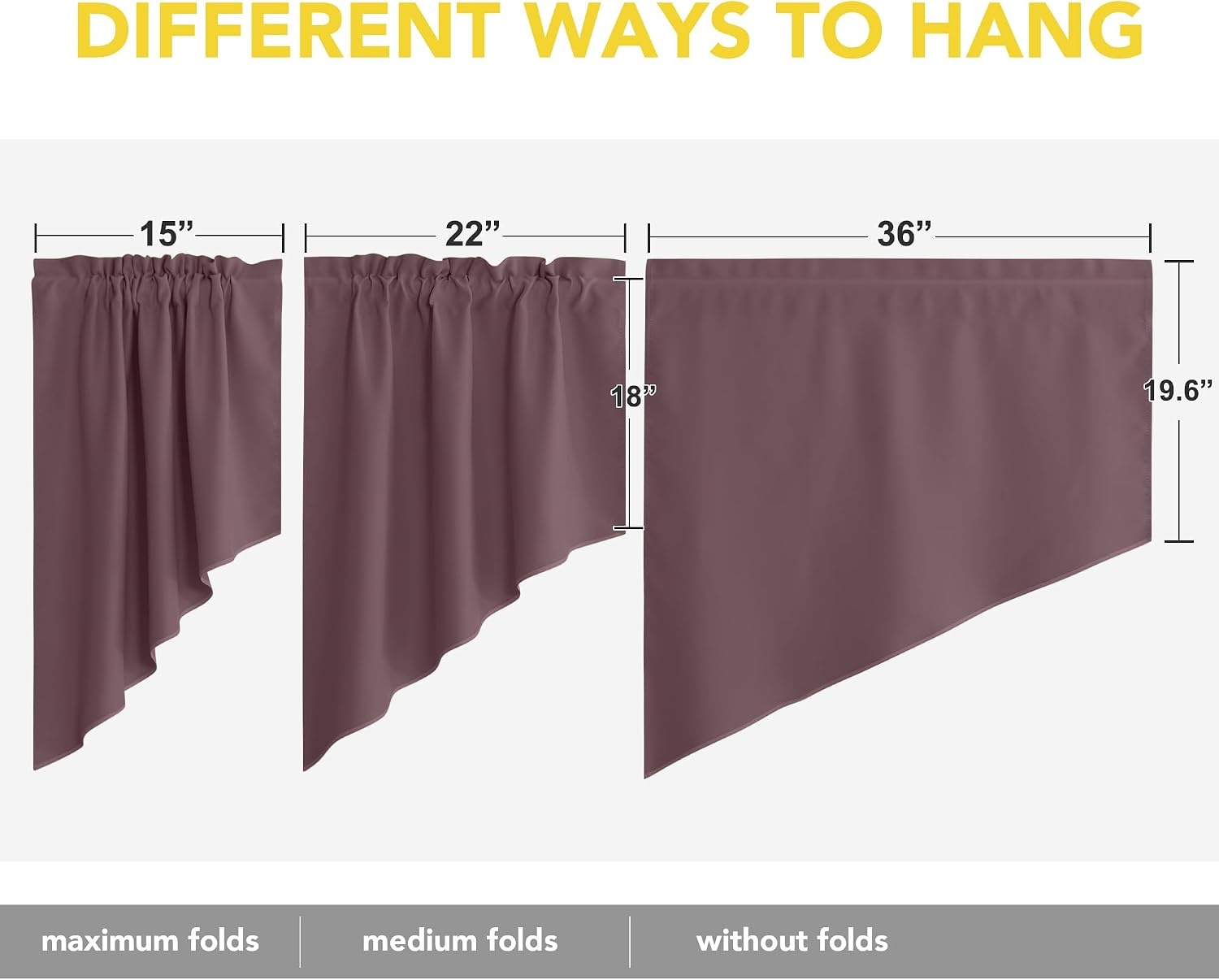 image:imageNICETOWN Blackout Window Treatment Pole Pocket Kitchen Tier Curtains Tailored Scalloped ValanceSwags for Living Room One Pair 36 Wide by 63inches Long Each Panel GreyDry Rose