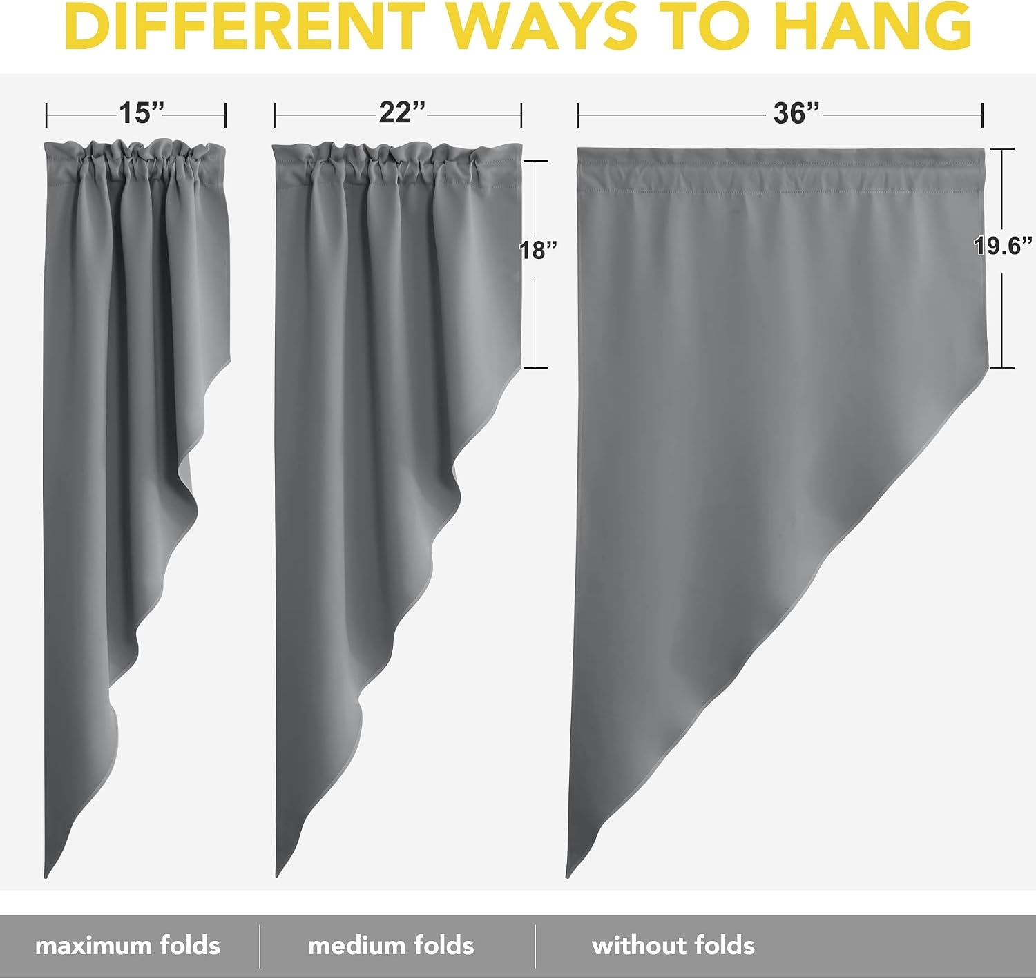 image:imageNICETOWN Blackout Window Treatment Pole Pocket Kitchen Tier Curtains Tailored Scalloped ValanceSwags for Living Room One Pair 36 Wide by 63inches Long Each Panel GreySilver Grey