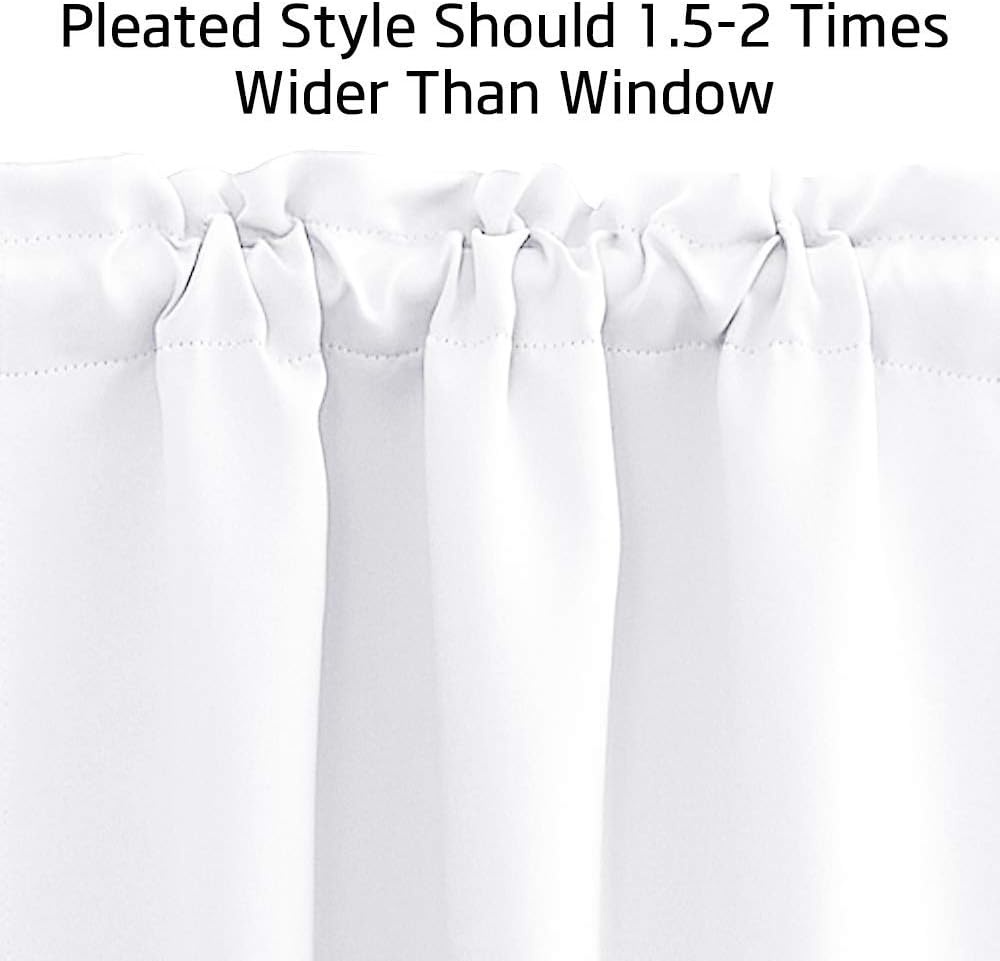 image:imageNICETOWN Blackout Window Treatment Pole Pocket Kitchen Tier Curtains Tailored Scalloped ValanceSwags for Living Room One Pair 36 Wide by 63inches Long Each Panel GreyPure White