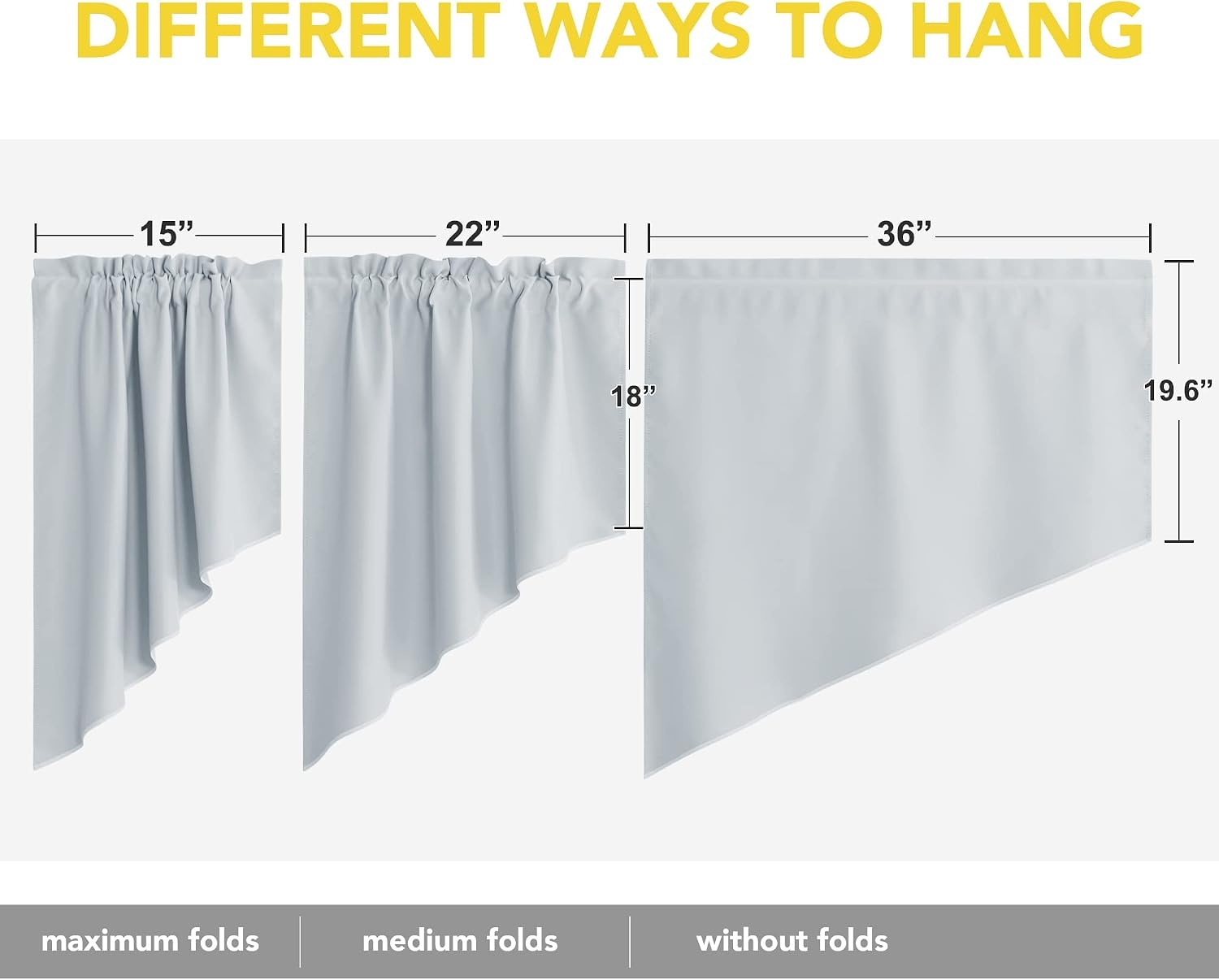 image:imageNICETOWN Blackout Window Treatment Pole Pocket Kitchen Tier Curtains Tailored Scalloped ValanceSwags for Living Room One Pair 36 Wide by 63inches Long Each Panel GreyGreyish White