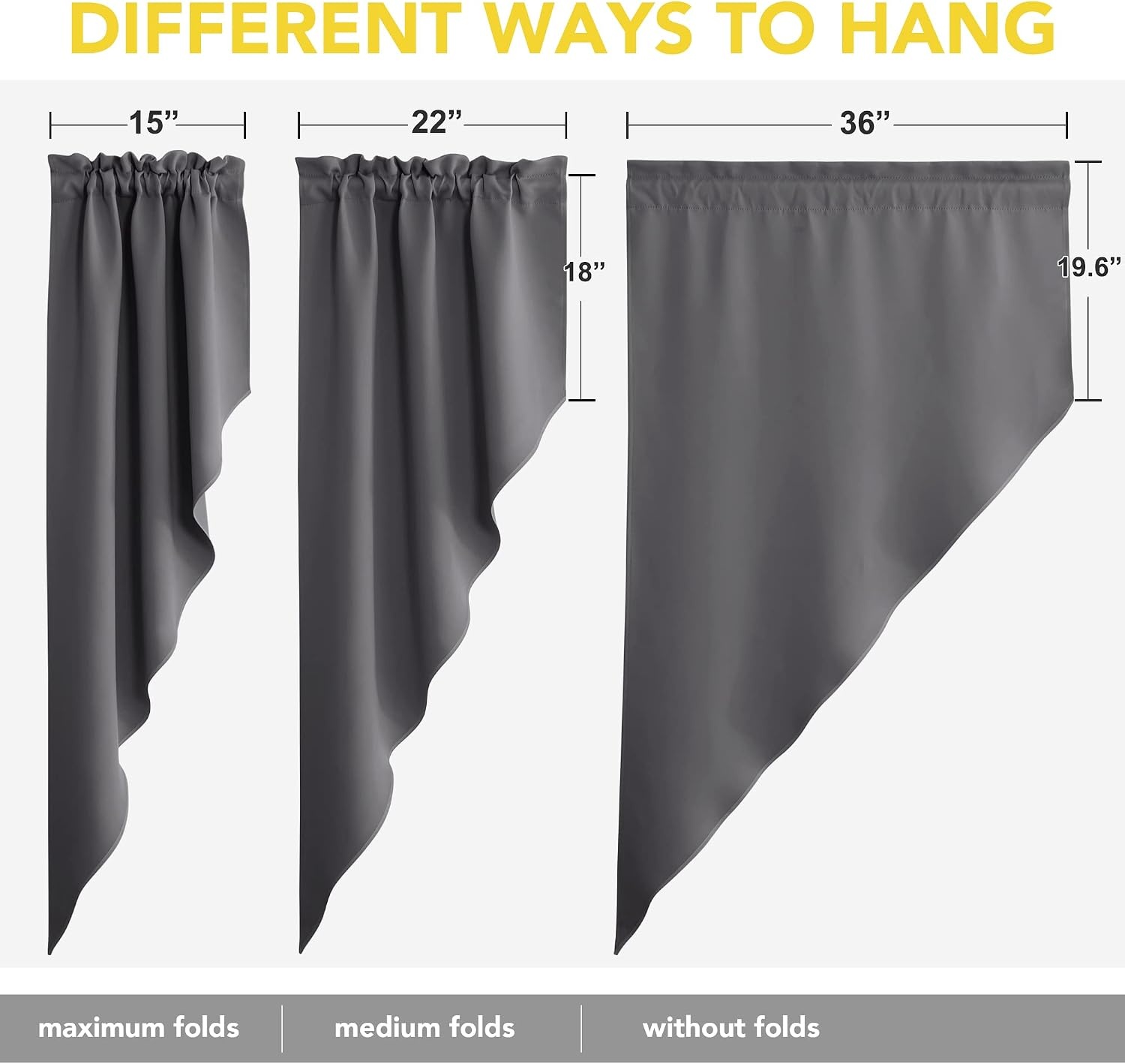 image:imageNICETOWN Blackout Window Treatment Pole Pocket Kitchen Tier Curtains Tailored Scalloped ValanceSwags for Living Room One Pair 36 Wide by 63inches Long Each Panel GreyGrey