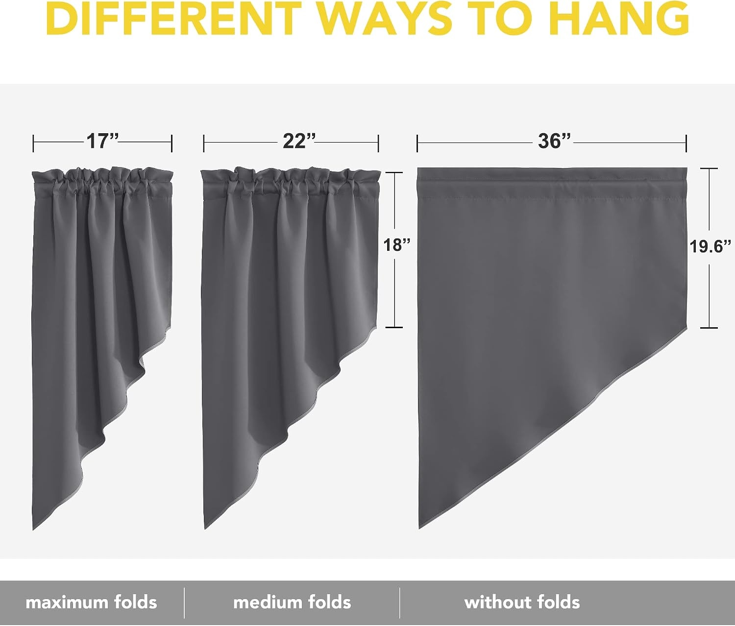 image:imageNICETOWN Blackout Window Treatment Pole Pocket Kitchen Tier Curtains Tailored Scalloped ValanceSwags for Living Room One Pair 36 Wide by 63inches Long Each Panel GreyGrey