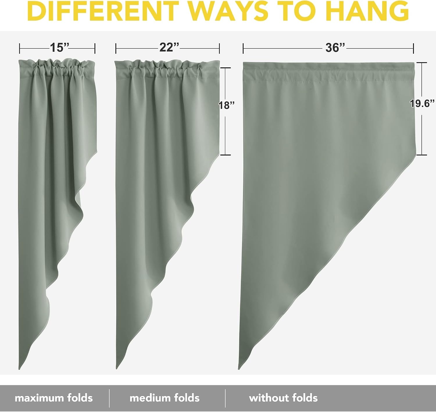image:imageNICETOWN Blackout Window Treatment Pole Pocket Kitchen Tier Curtains Tailored Scalloped ValanceSwags for Living Room One Pair 36 Wide by 63inches Long Each Panel GreyGreyish Green