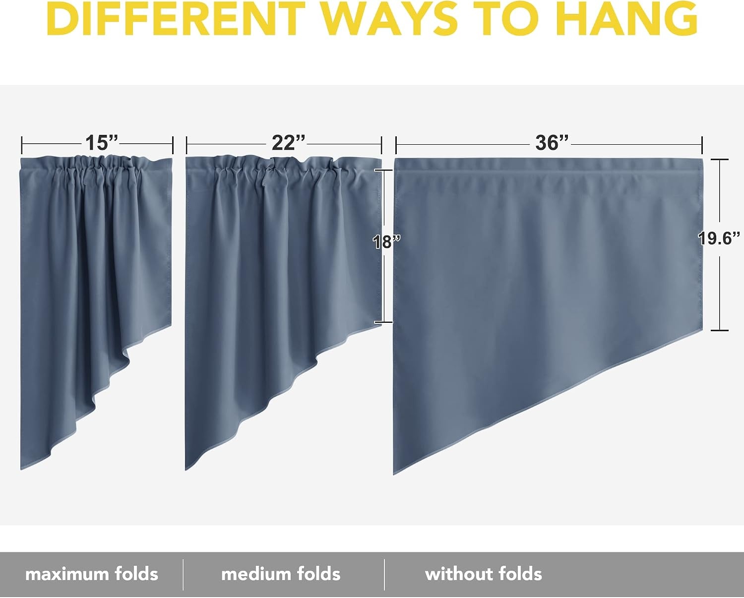 image:imageNICETOWN Blackout Window Treatment Pole Pocket Kitchen Tier Curtains Tailored Scalloped ValanceSwags for Living Room One Pair 36 Wide by 63inches Long Each Panel GreyStone Blue