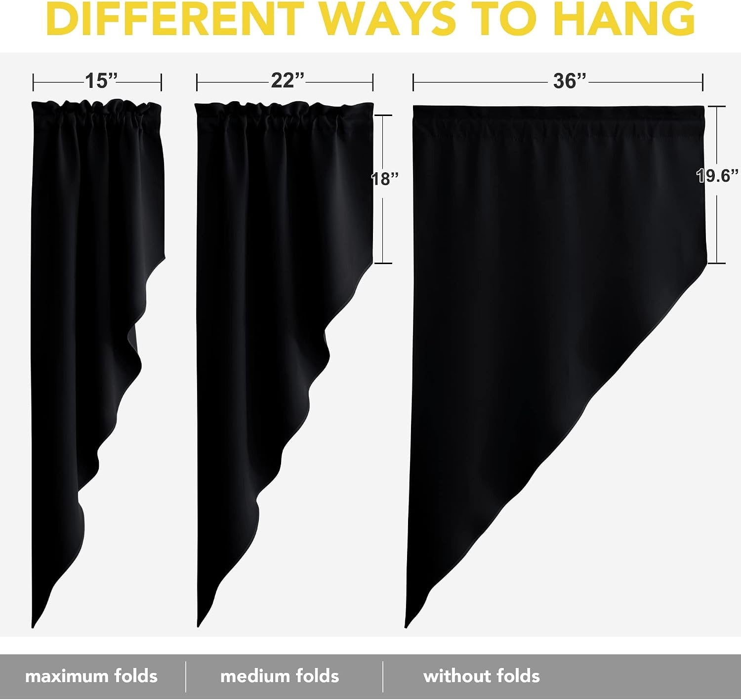 image:imageNICETOWN Blackout Window Treatment Pole Pocket Kitchen Tier Curtains Tailored Scalloped ValanceSwags for Living Room One Pair 36 Wide by 63inches Long Each Panel GreyBlack