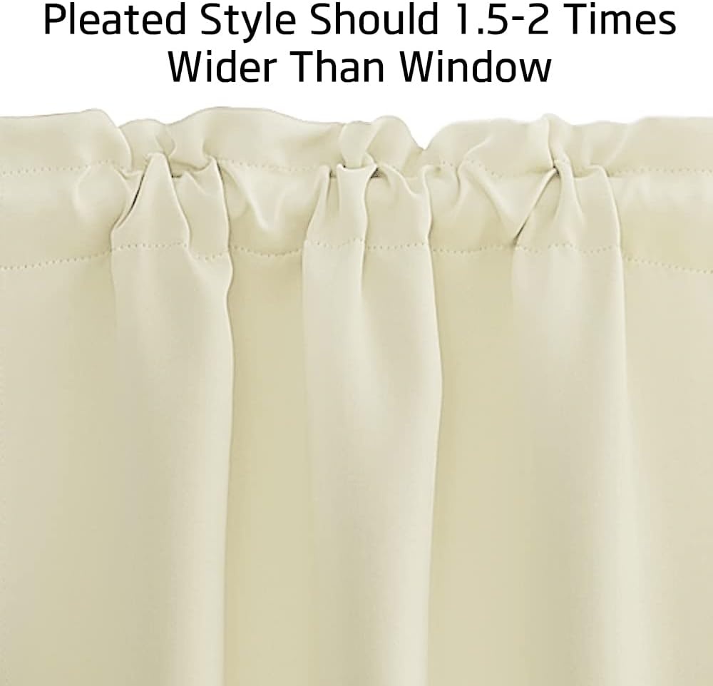 image:imageNICETOWN Blackout Window Treatment Pole Pocket Kitchen Tier Curtains Tailored Scalloped ValanceSwags for Living Room One Pair 36 Wide by 63inches Long Each Panel GreyLight Beige