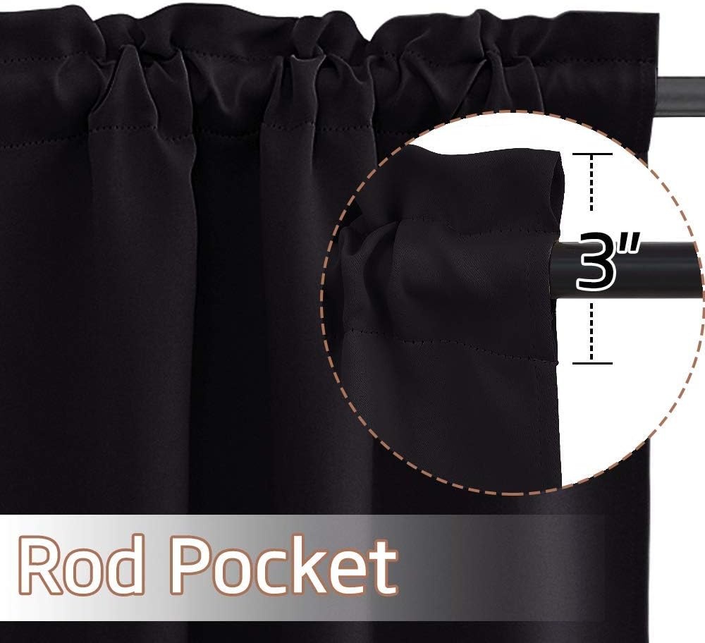 image:imageNICETOWN Blackout Window Treatment Pole Pocket Kitchen Tier Curtains Tailored Scalloped ValanceSwags for Living Room One Pair 36 Wide by 63inches Long Each Panel GreyBlack