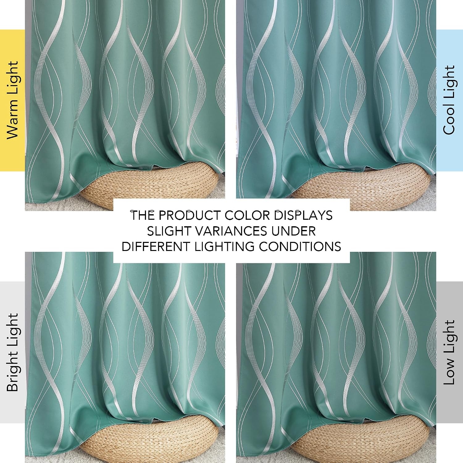 image:imageNICETOWN Grey Blackout Striped Pattern Curtains for Living Room 52 x 841 Aqua Blue