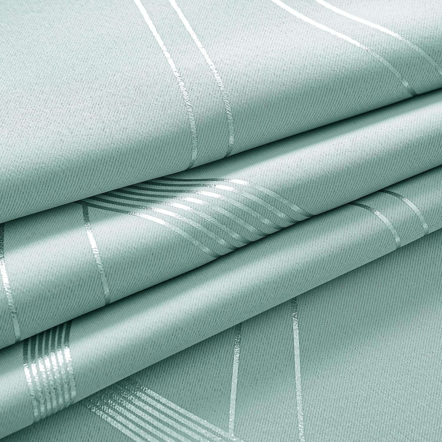 image:imageNICETOWN Grey Blackout Striped Pattern Curtains for Living Room 52 x 841 Aqua Blue