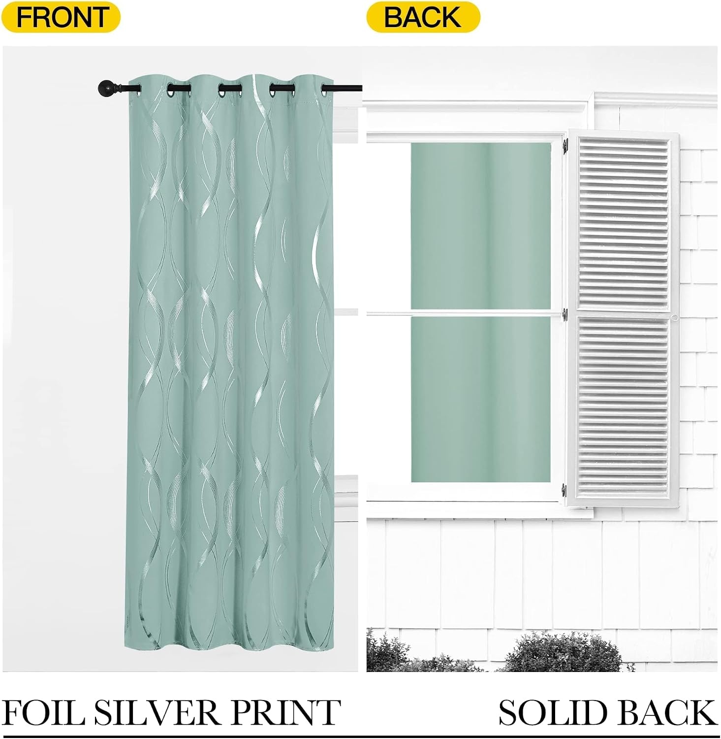 image:imageNICETOWN Grey Blackout Striped Pattern Curtains for Living Room 52 x 841 Aqua Blue