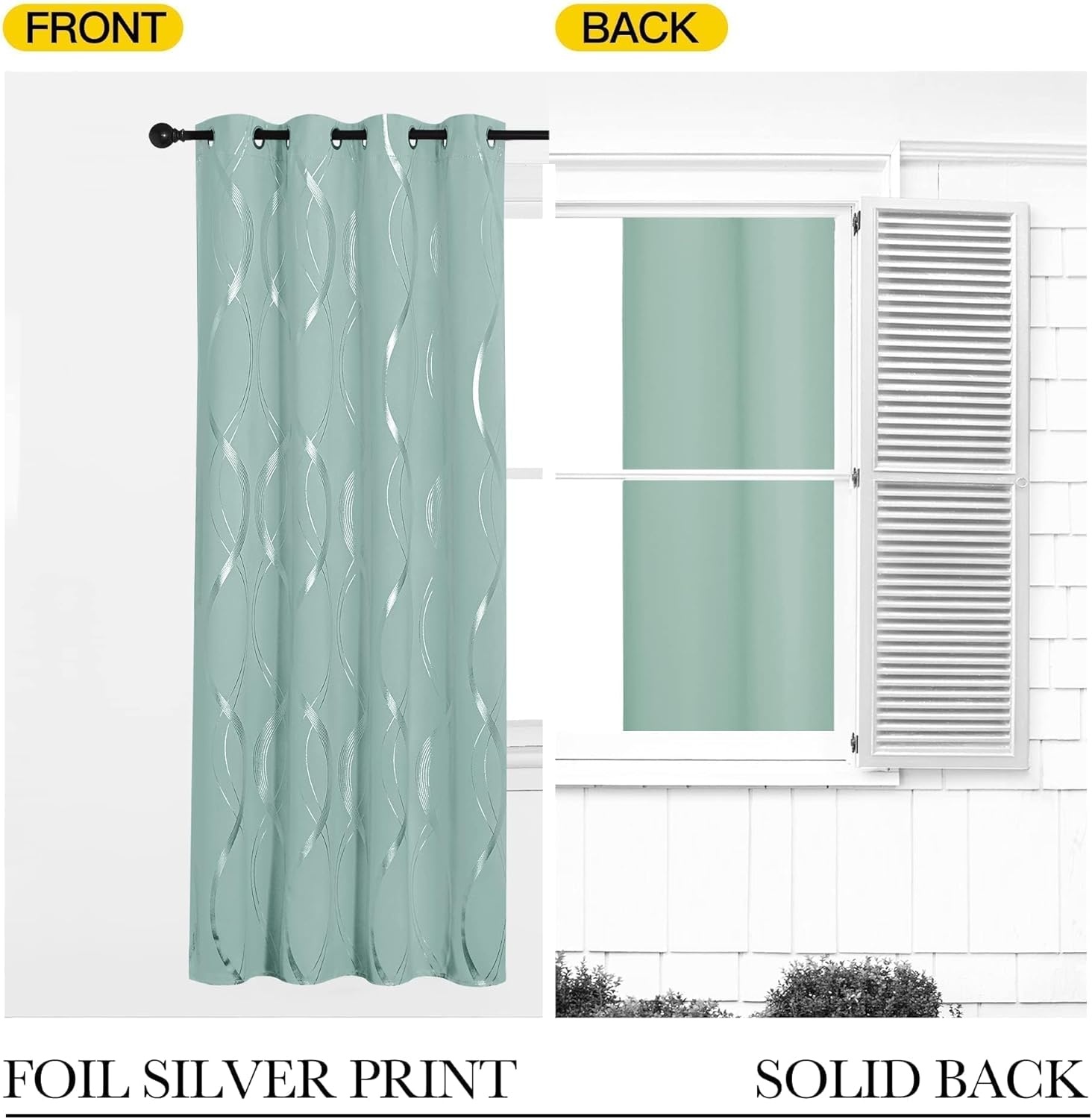 image:imageNICETOWN Grey Blackout Striped Pattern Curtains for Living Room 52 x 841 Aqua Blue