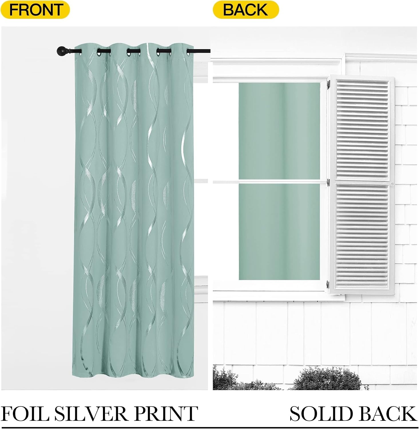 image:imageNICETOWN Grey Blackout Striped Pattern Curtains for Living Room 52 x 841 Aqua Blue