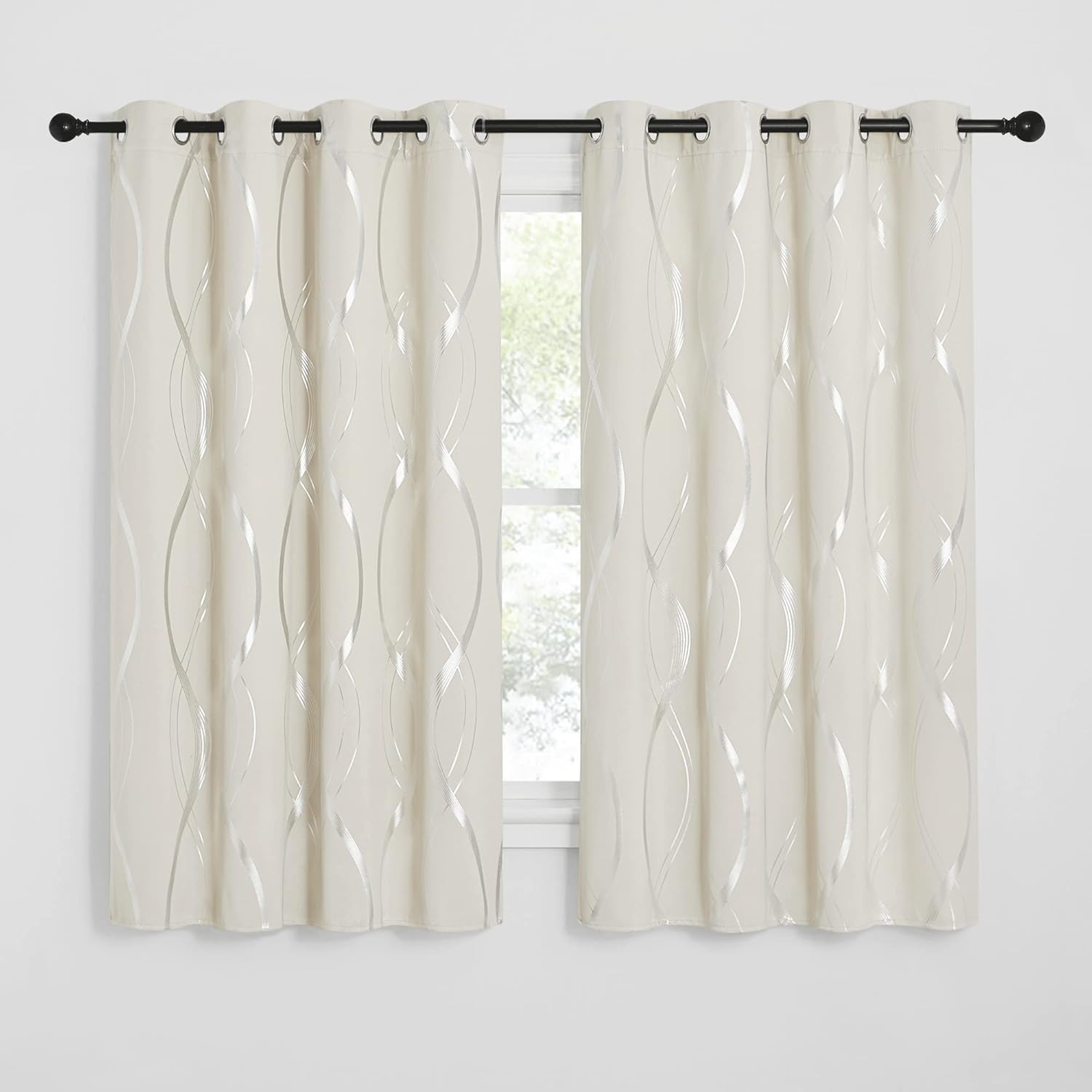 image:imageNICETOWN Grey Blackout Striped Pattern Curtains for Living Room 52 x 841 Beige