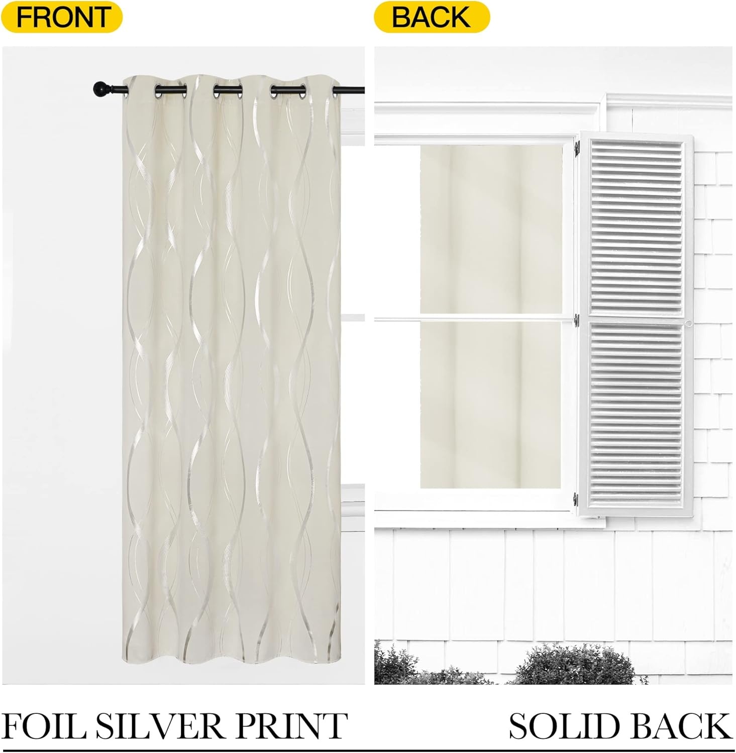 image:imageNICETOWN Grey Blackout Striped Pattern Curtains for Living Room 52 x 841 Beige