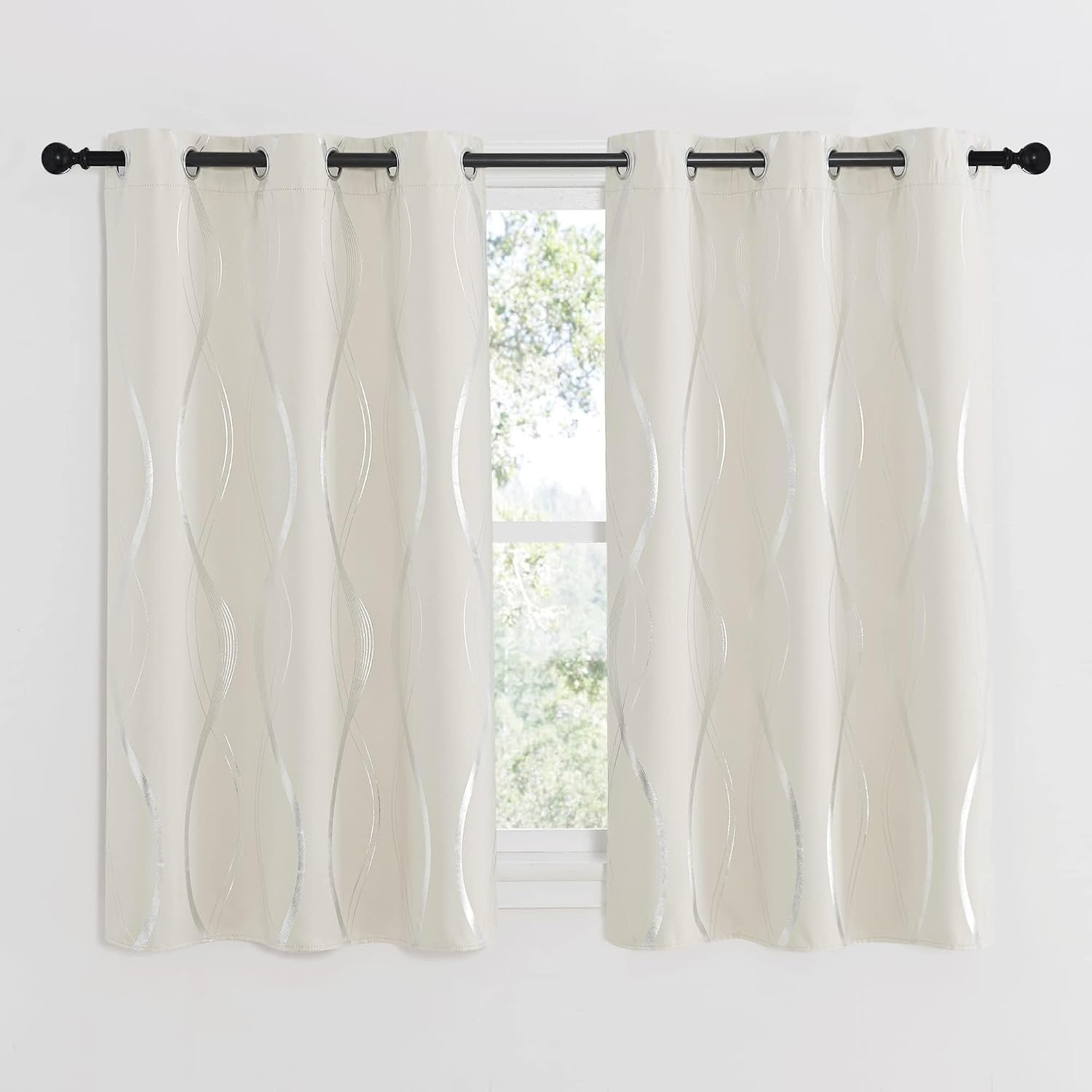 image:imageNICETOWN Grey Blackout Striped Pattern Curtains for Living Room 52 x 841 Beige