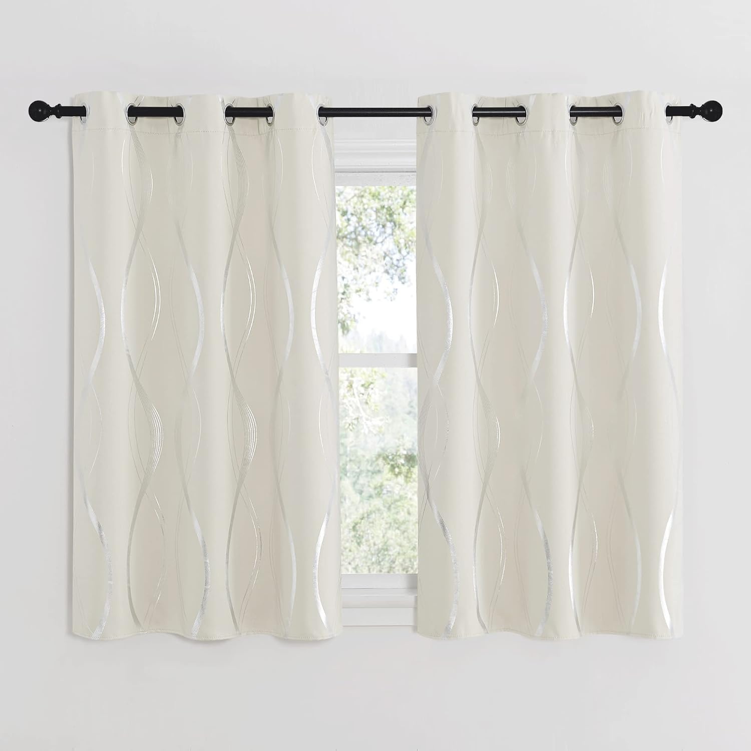 image:imageNICETOWN Grey Blackout Striped Pattern Curtains for Living Room 52 x 841 Beige