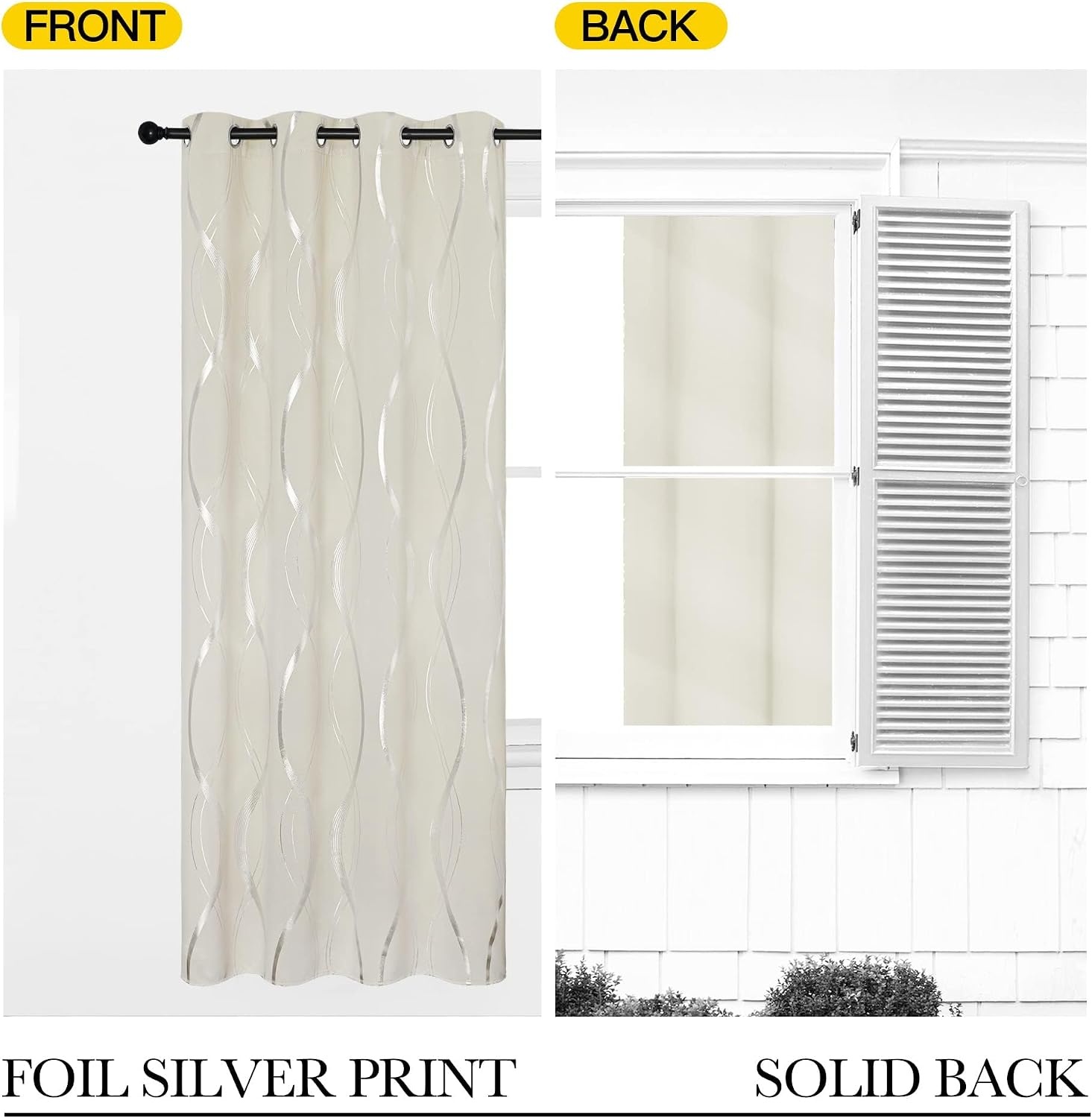 image:imageNICETOWN Grey Blackout Striped Pattern Curtains for Living Room 52 x 841 Beige