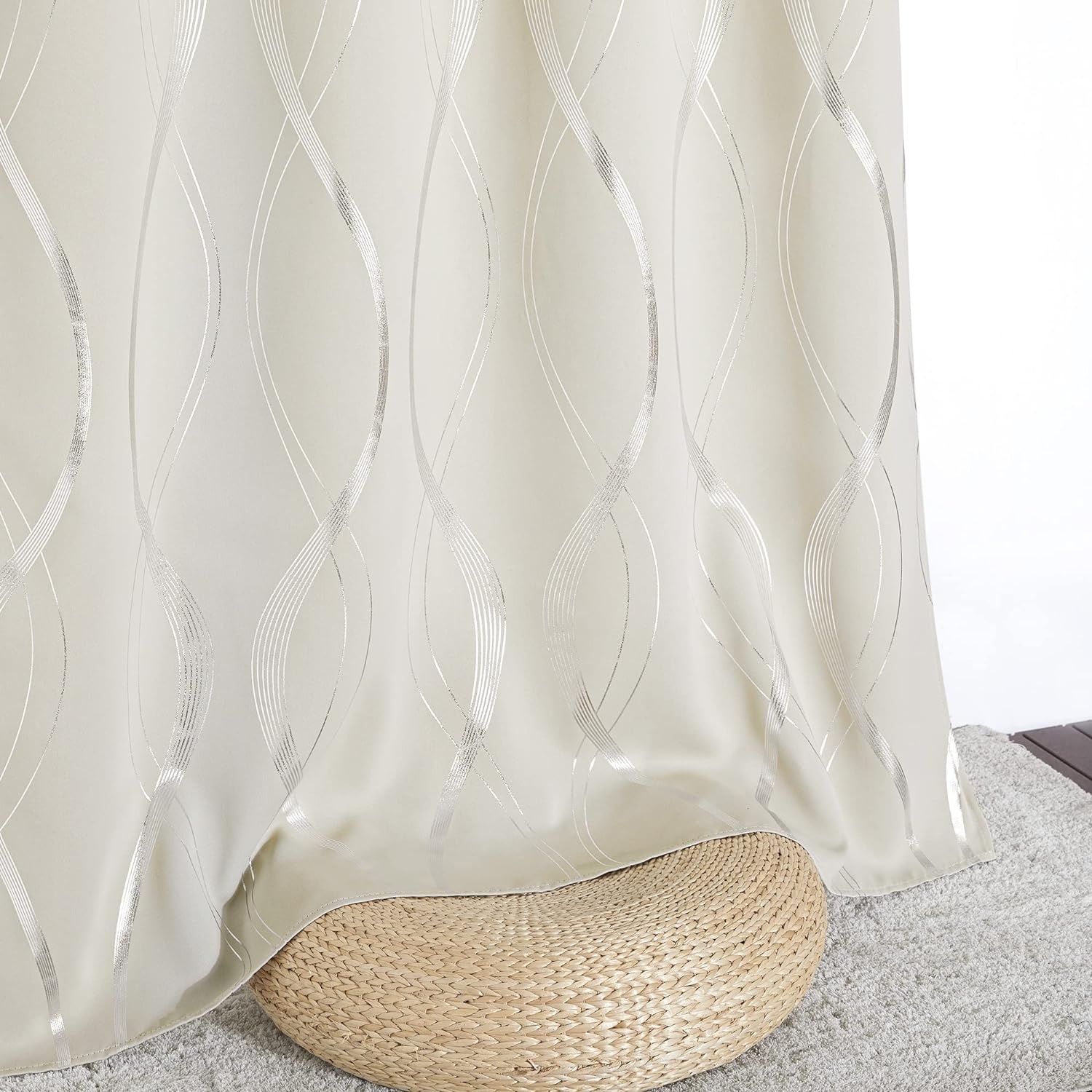 image:imageNICETOWN Grey Blackout Striped Pattern Curtains for Living Room 52 x 841 Beige