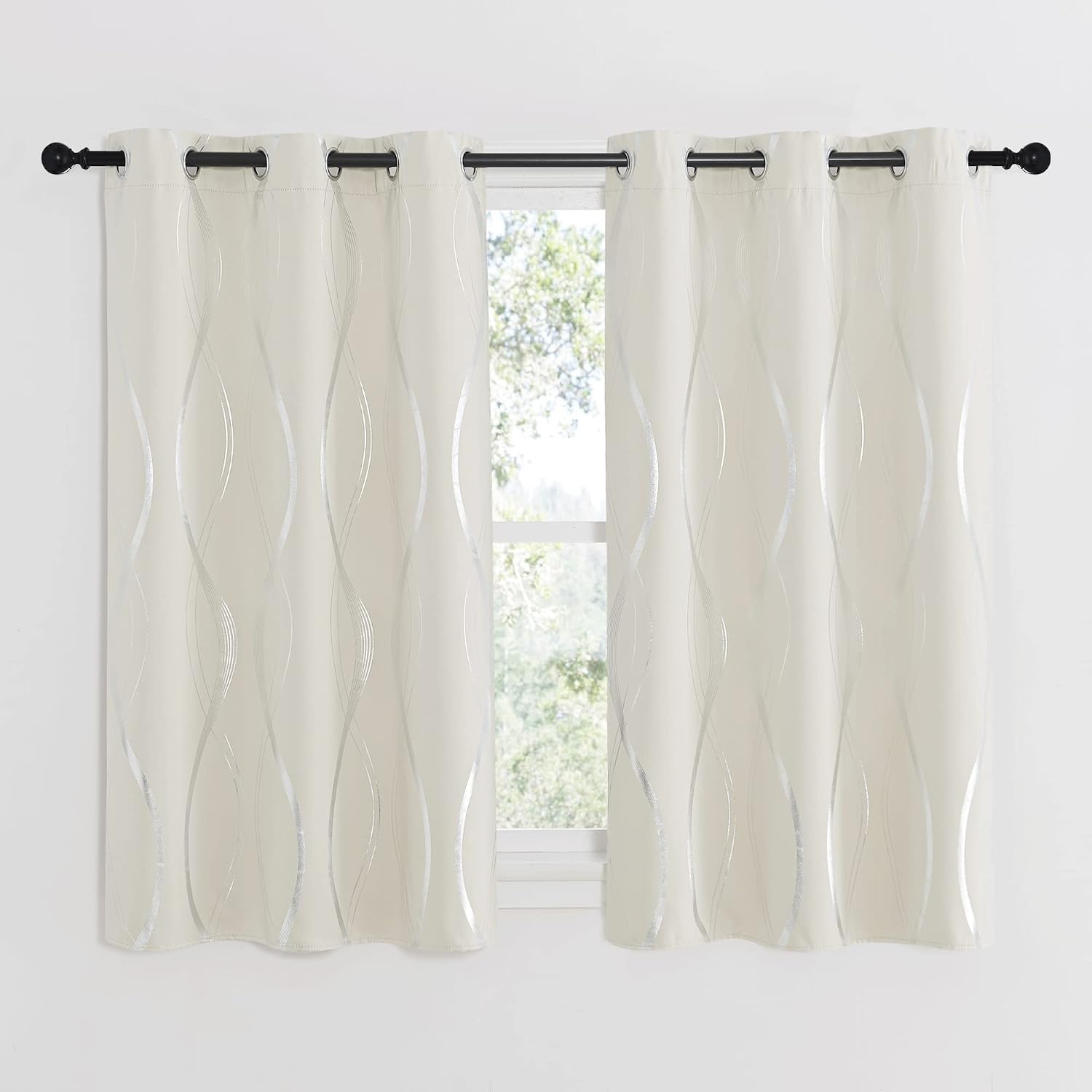 image:imageNICETOWN Grey Blackout Striped Pattern Curtains for Living Room 52 x 841 Beige