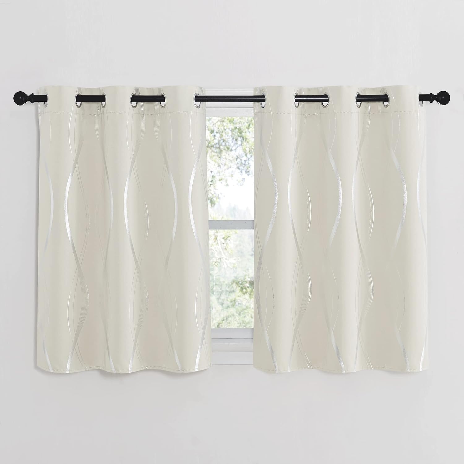 image:imageNICETOWN Grey Blackout Striped Pattern Curtains for Living Room 52 x 841 Beige
