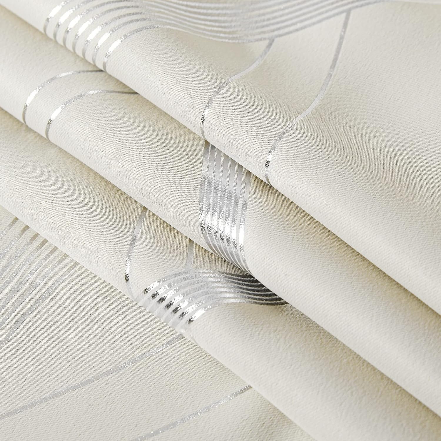 image:imageNICETOWN Grey Blackout Striped Pattern Curtains for Living Room 52 x 841 Beige