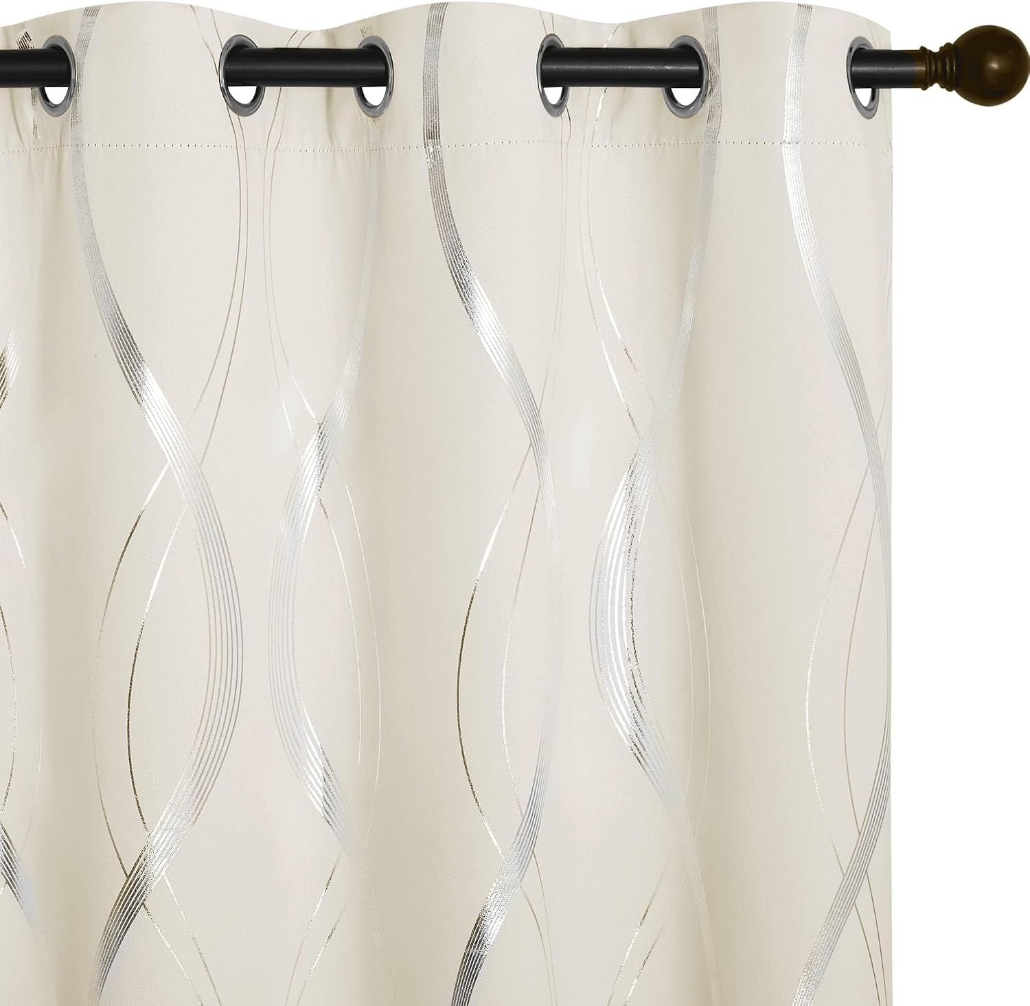 image:imageNICETOWN Grey Blackout Striped Pattern Curtains for Living Room 52 x 841 Beige