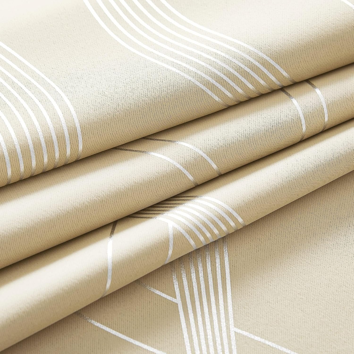 image:imageNICETOWN Grey Blackout Striped Pattern Curtains for Living Room 52 x 841 Biscotti Beige