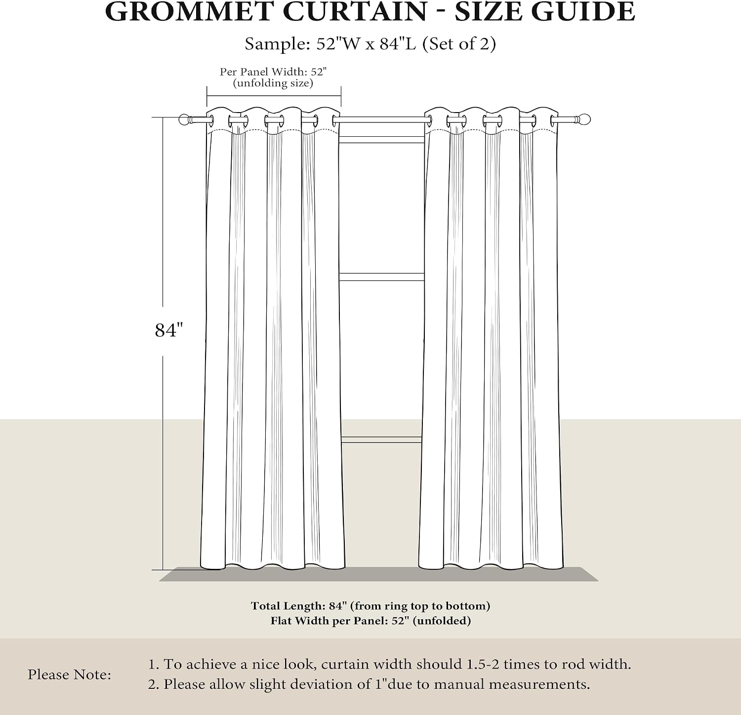 image:imageNICETOWN Grey Blackout Striped Pattern Curtains for Living Room 52 x 841 Black