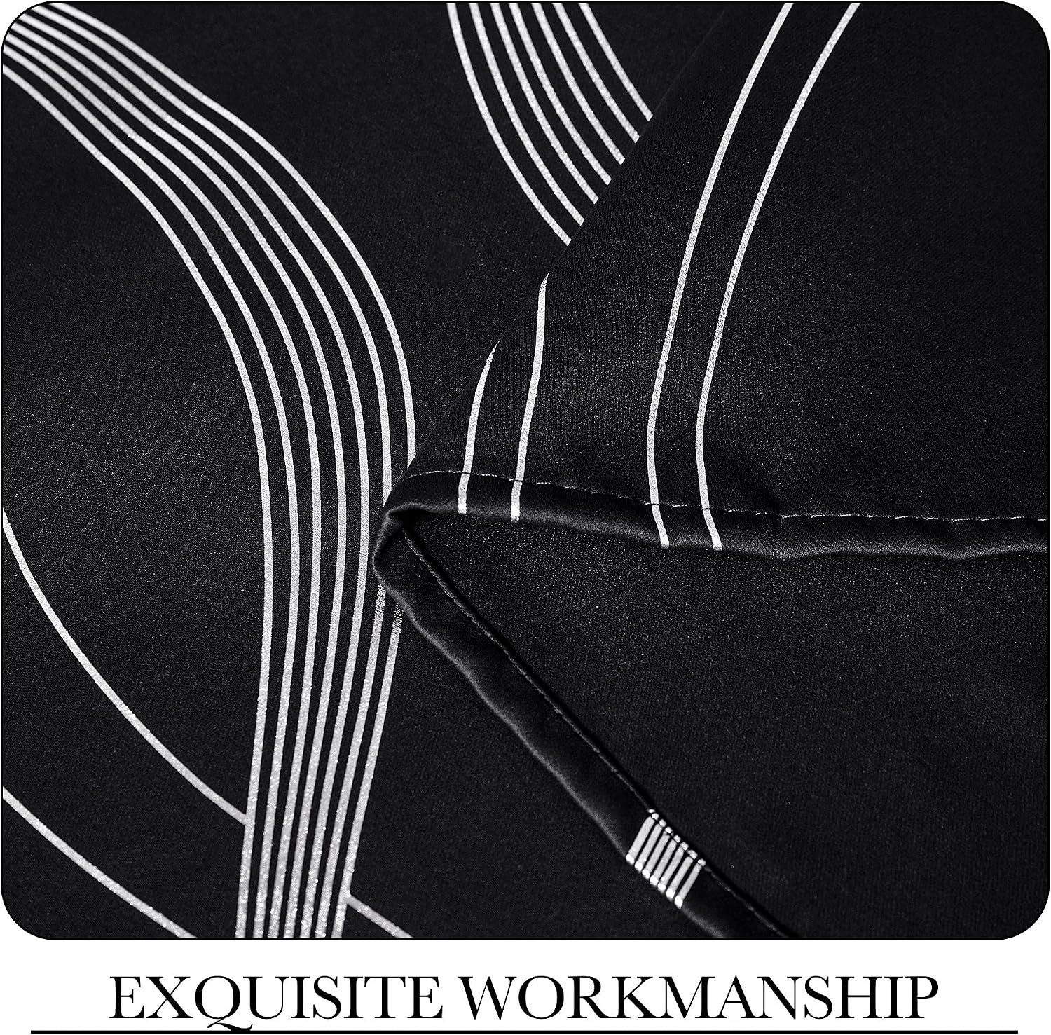 image:imageNICETOWN Grey Blackout Striped Pattern Curtains for Living Room 52 x 841 Black
