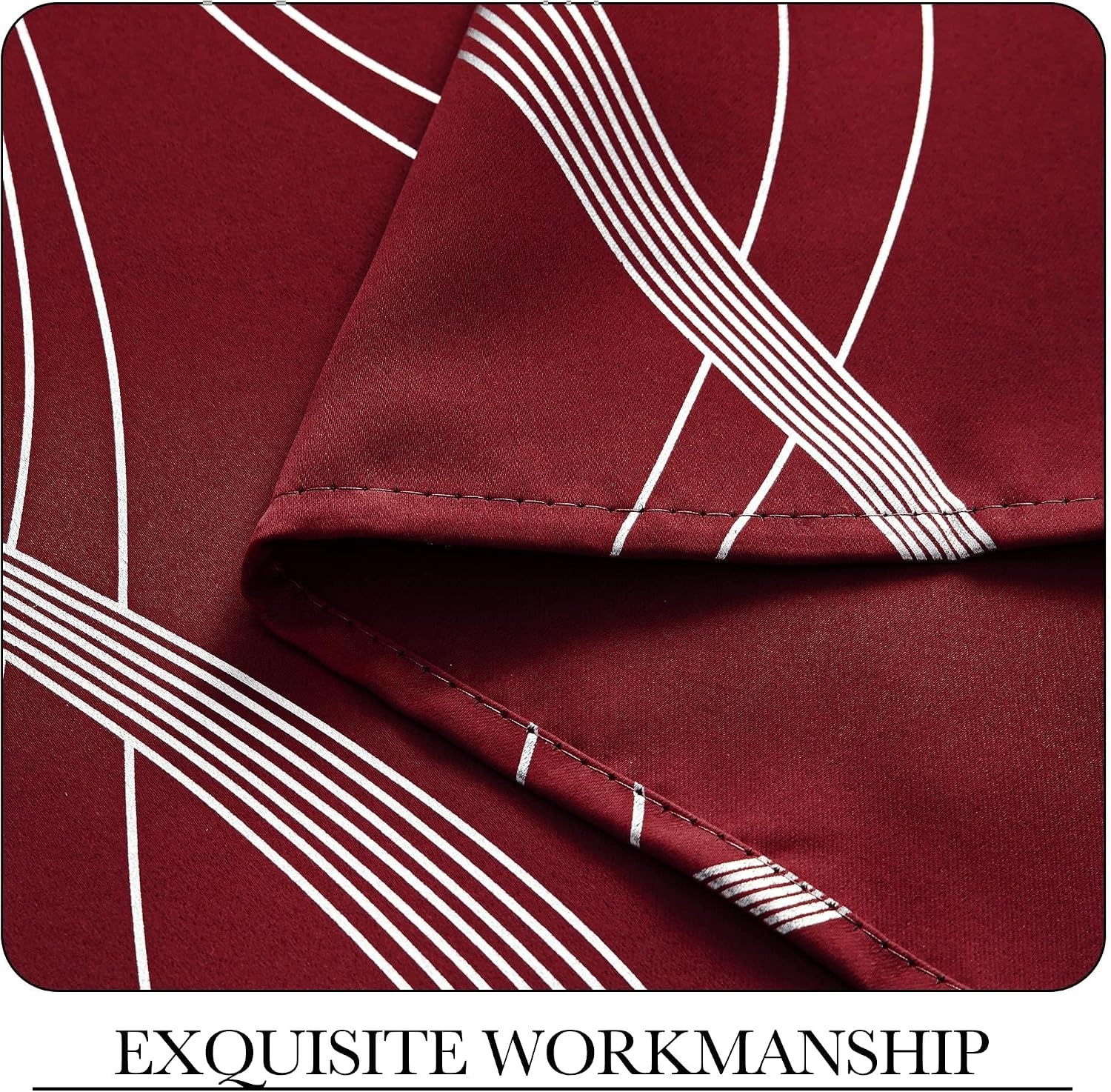 image:imageNICETOWN Grey Blackout Striped Pattern Curtains for Living Room 52 x 841 Burgundy Red