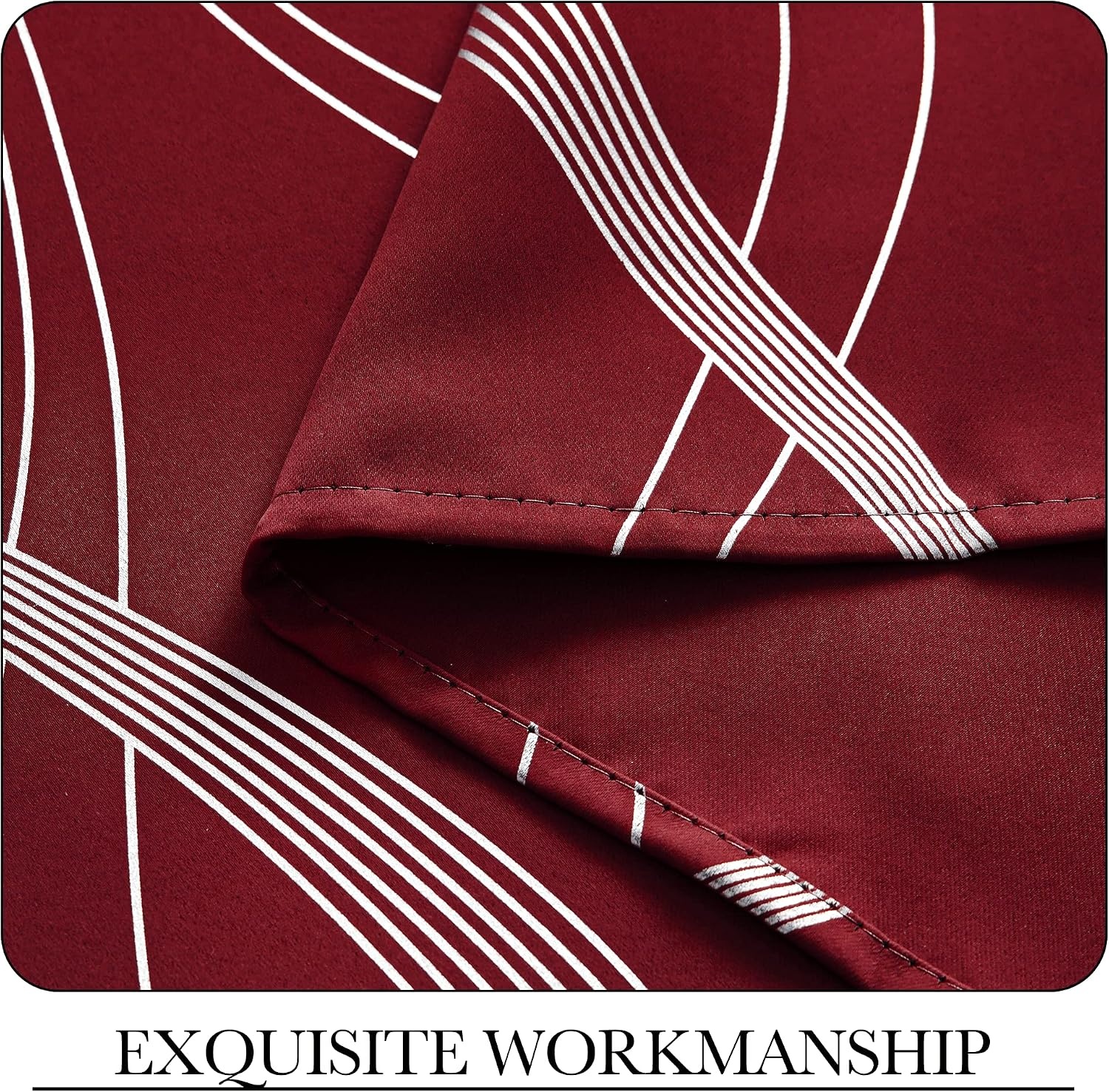 image:imageNICETOWN Grey Blackout Striped Pattern Curtains for Living Room 52 x 841 Burgundy Red