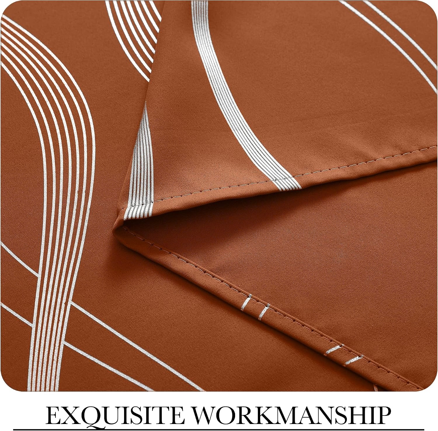 image:imageNICETOWN Grey Blackout Striped Pattern Curtains for Living Room 52 x 841 Burnt Orange