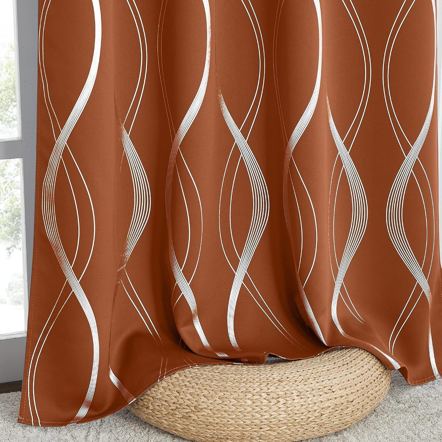 image:imageNICETOWN Grey Blackout Striped Pattern Curtains for Living Room 52 x 841 Burnt Orange