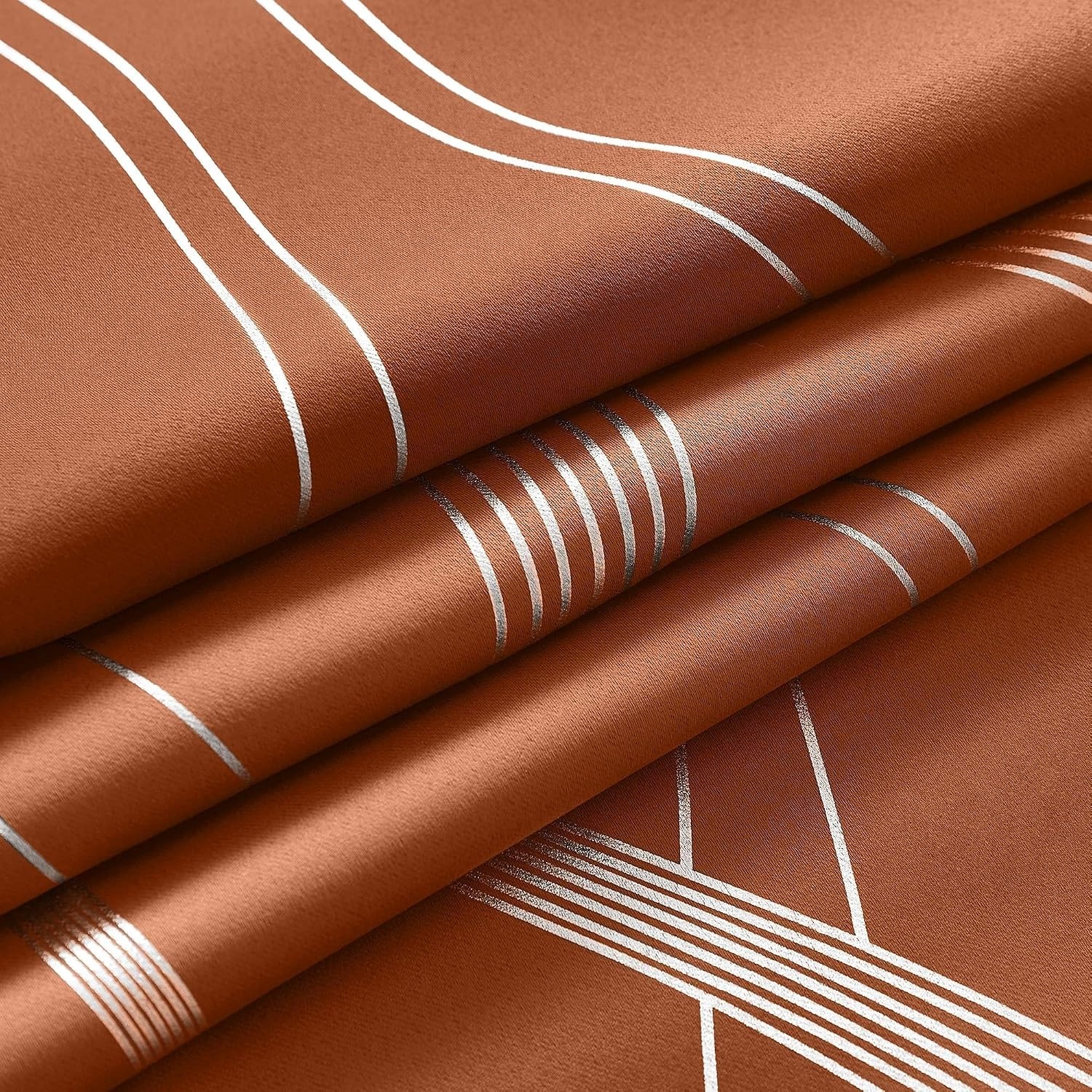 image:imageNICETOWN Grey Blackout Striped Pattern Curtains for Living Room 52 x 841 Burnt Orange
