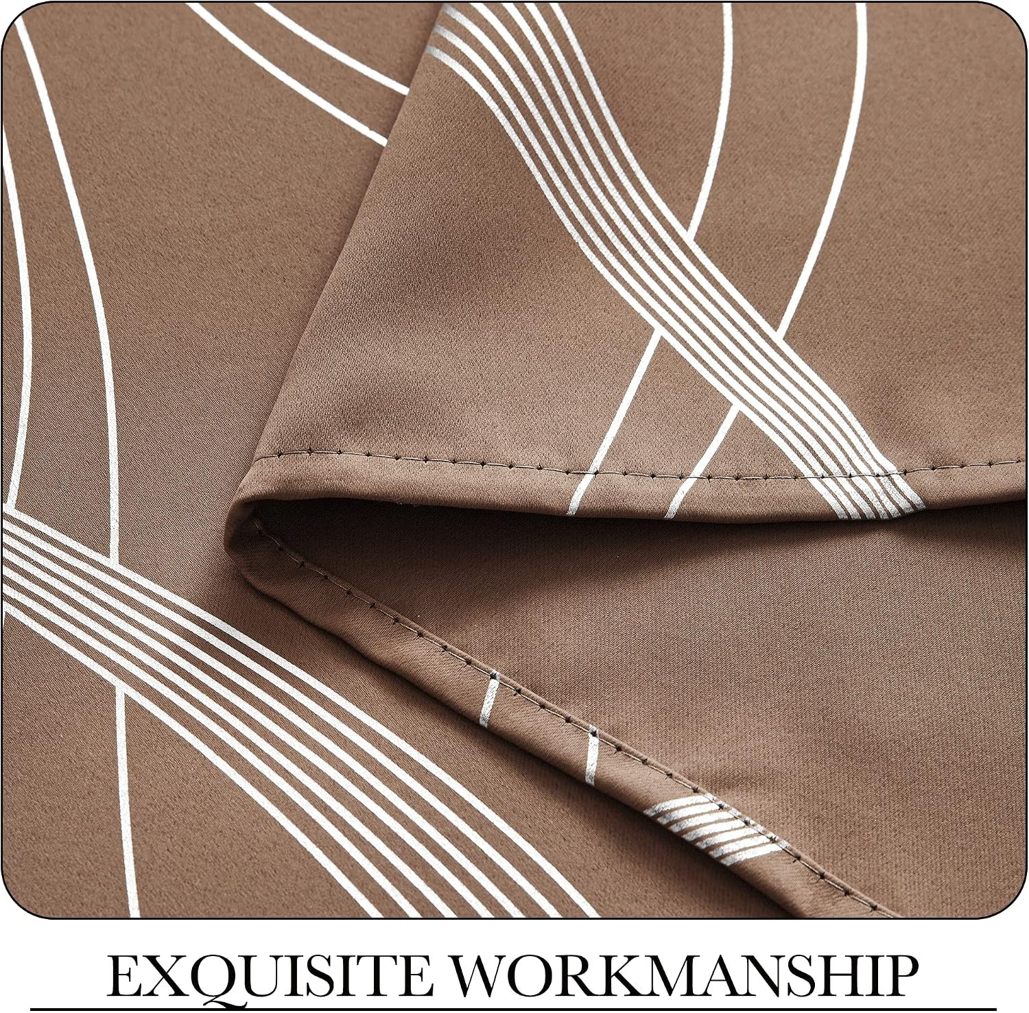 image:imageNICETOWN Grey Blackout Striped Pattern Curtains for Living Room 52 x 841 Cappuccino