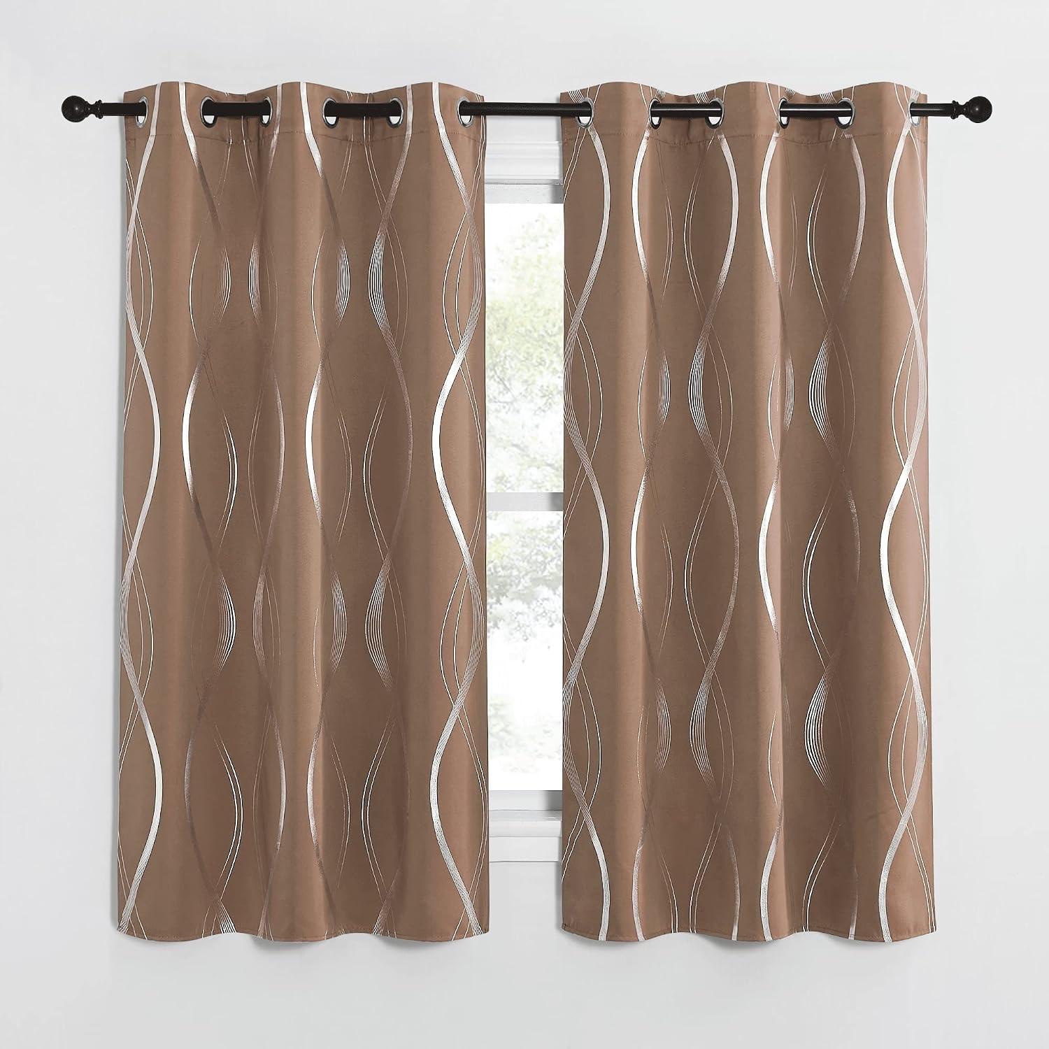 image:imageNICETOWN Grey Blackout Striped Pattern Curtains for Living Room 52 x 841 Cappuccino
